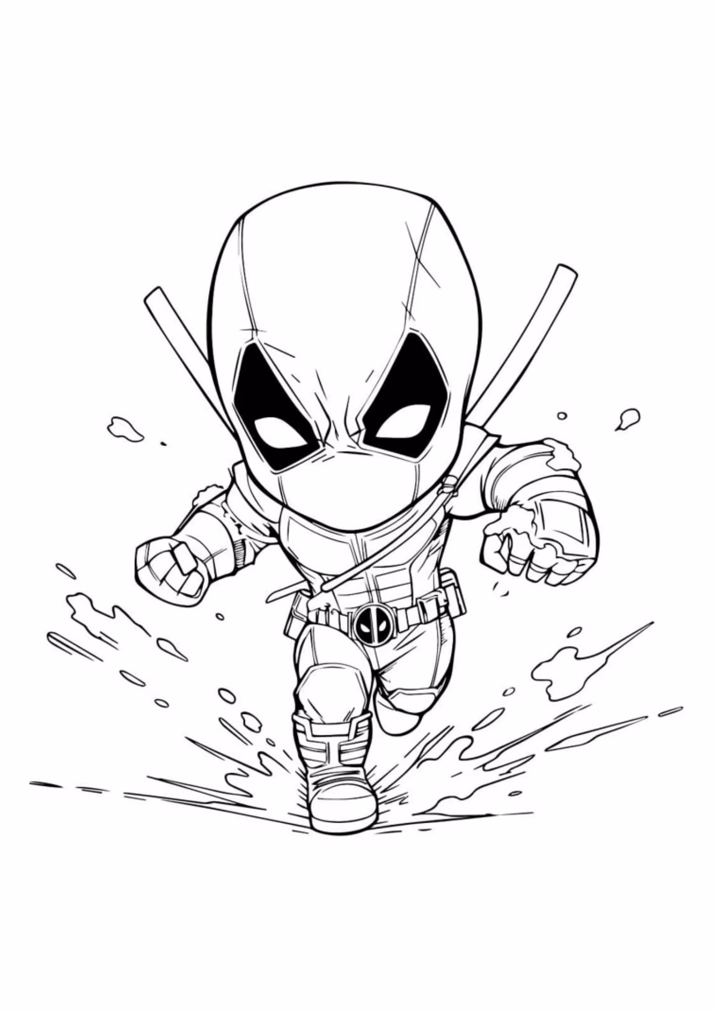 Deadpool e para colorir — desenho para imprimir