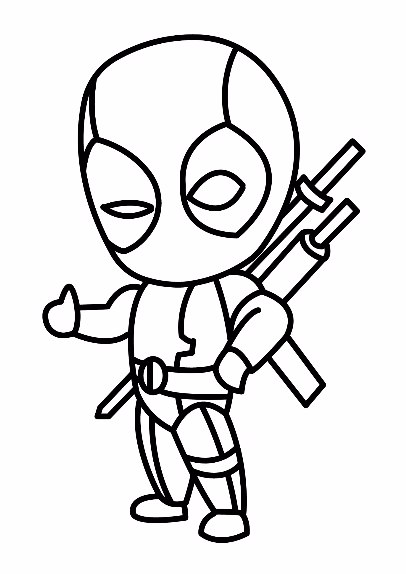 Deadpool e para colorir — desenho para imprimir