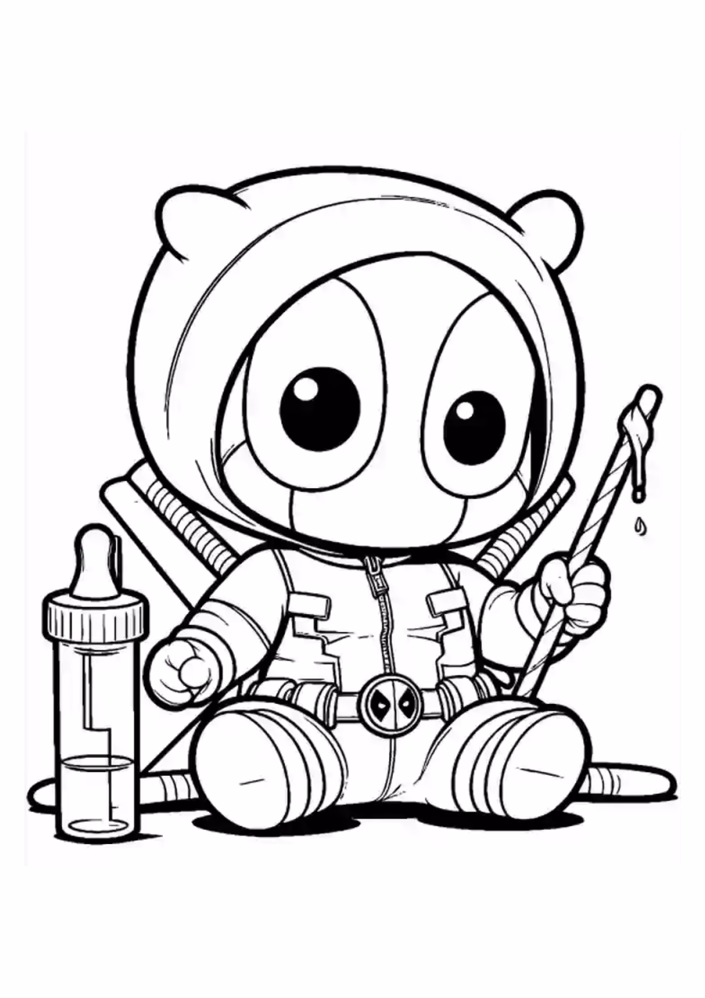 Deadpool e para colorir — desenho para imprimir