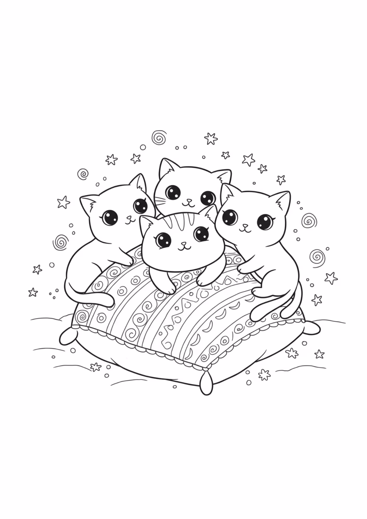 Fofos e para colorir — desenho para imprimir