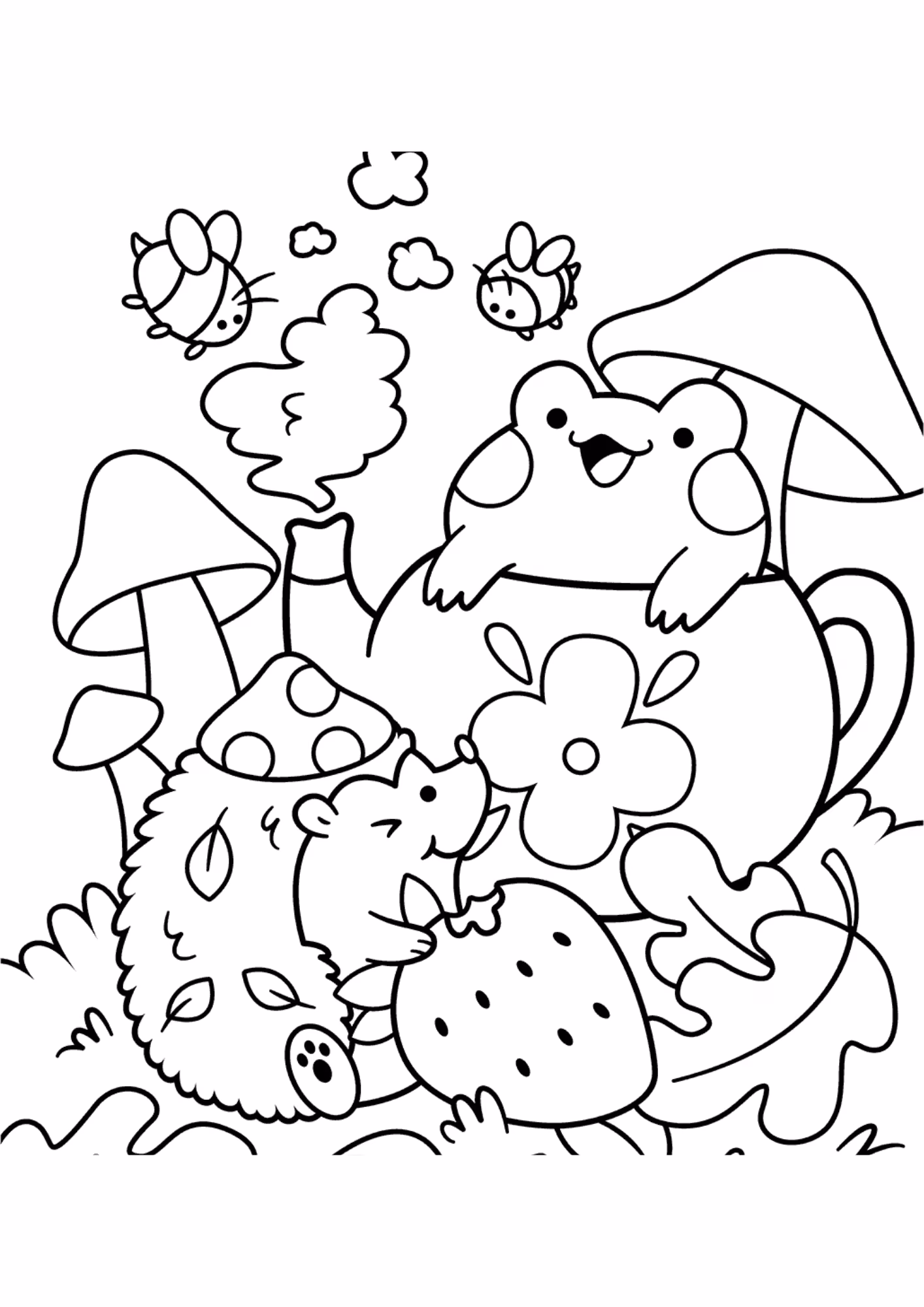 Fofos e para colorir — desenho para imprimir