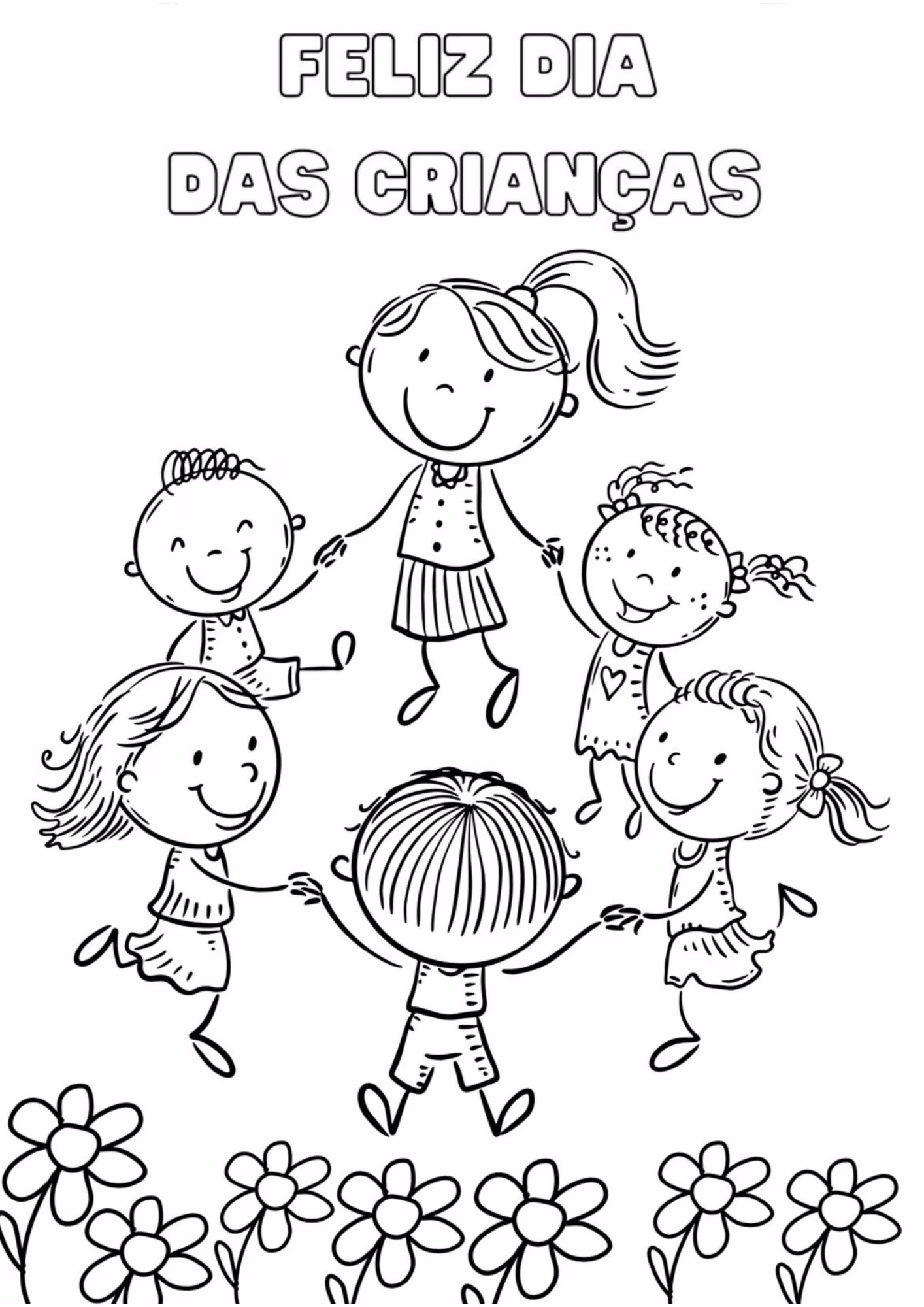 Dia das criancas e para colorir — desenho para imprimir