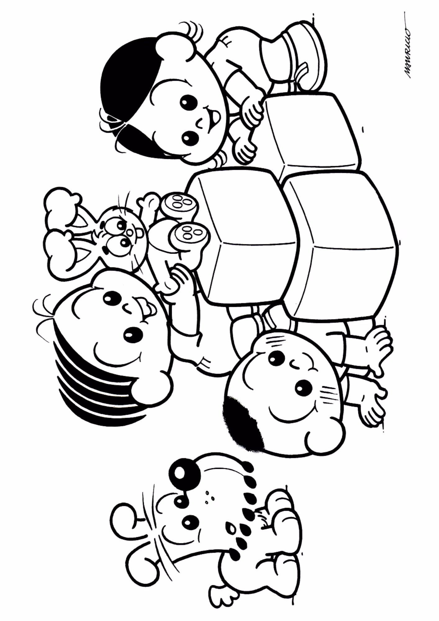 Dia das criancas e para colorir — desenho para imprimir
