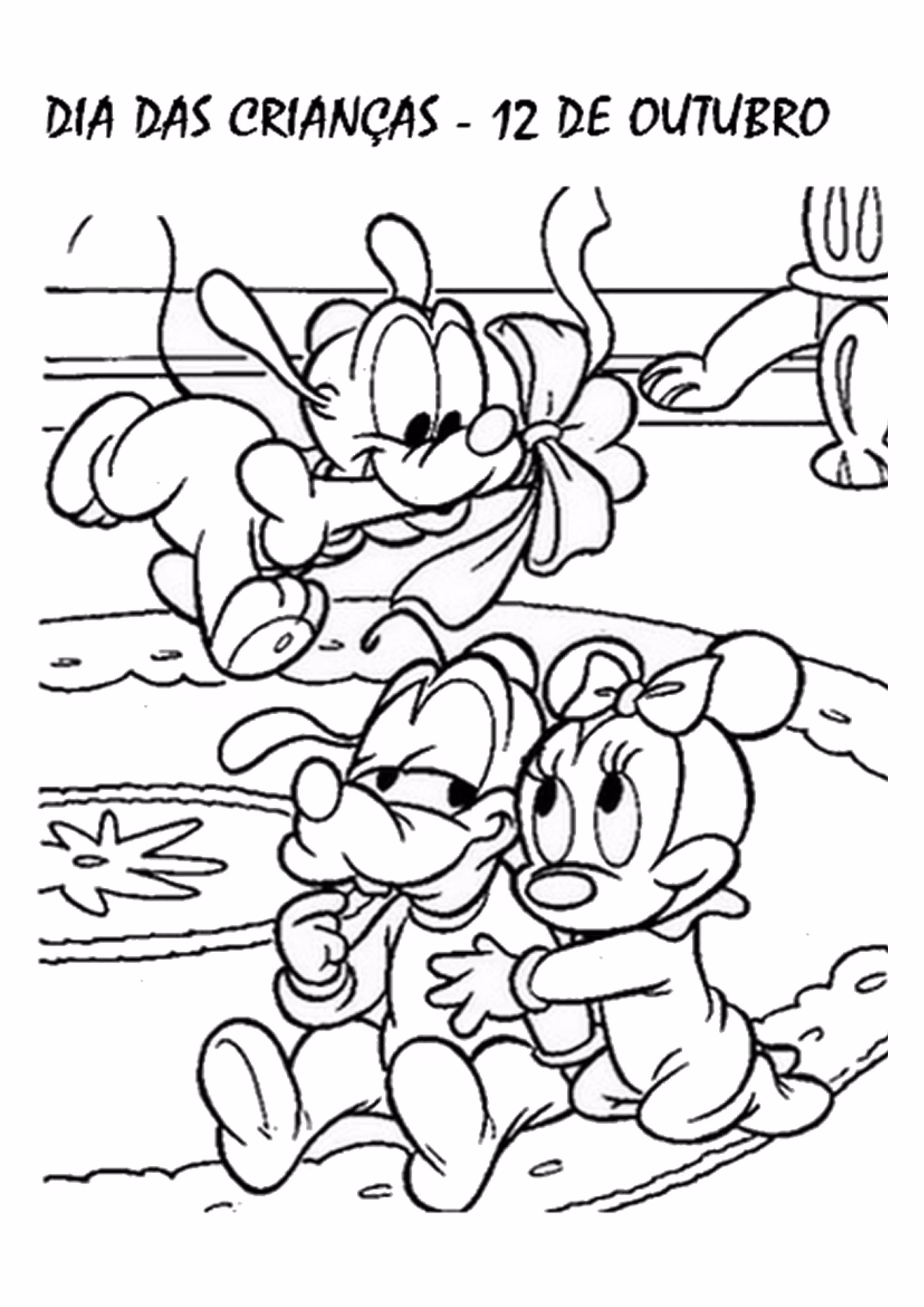 Dia das criancas e para colorir — desenho para imprimir