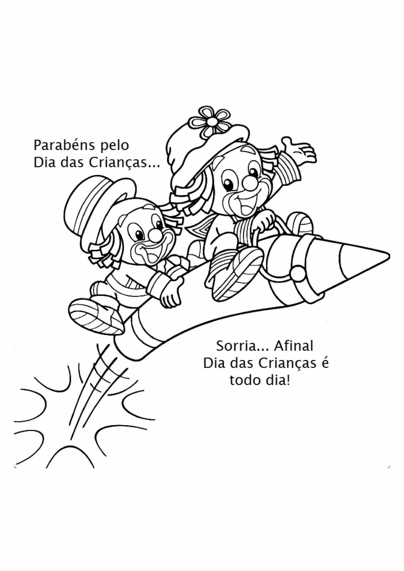 Dia das criancas e para colorir — desenho para imprimir