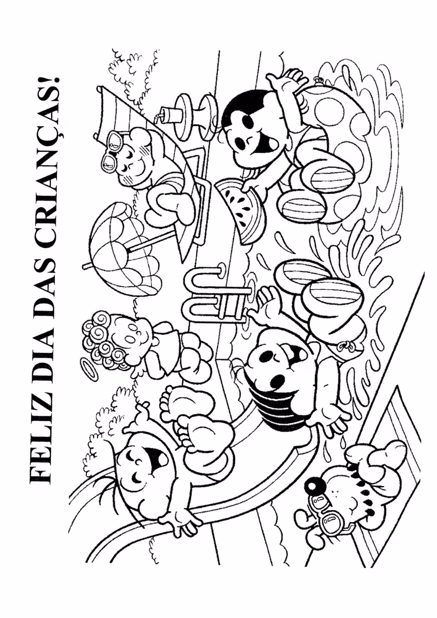 Dia das criancas e para colorir — desenho para imprimir