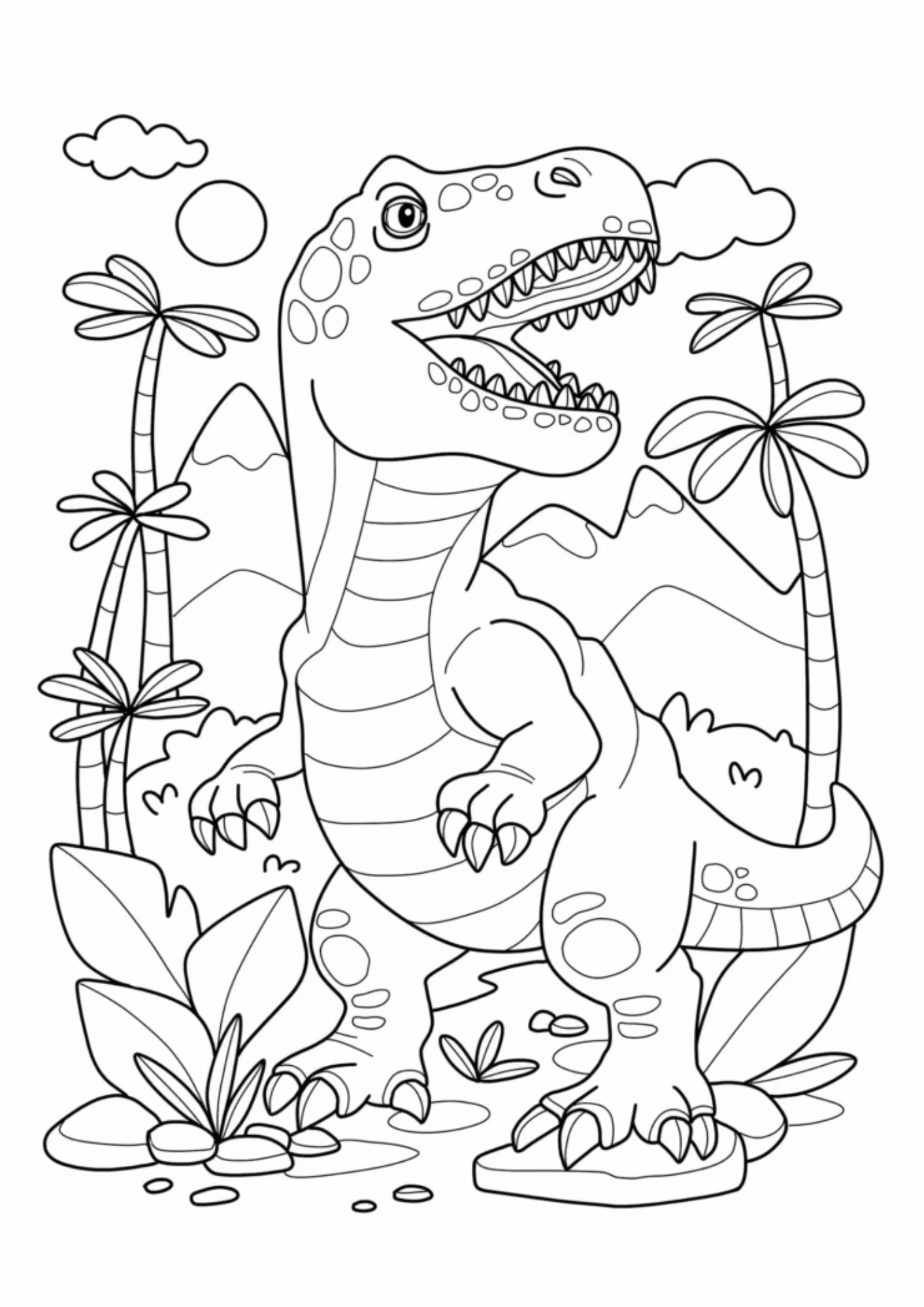 Dinossauro e para colorir — desenho para imprimir