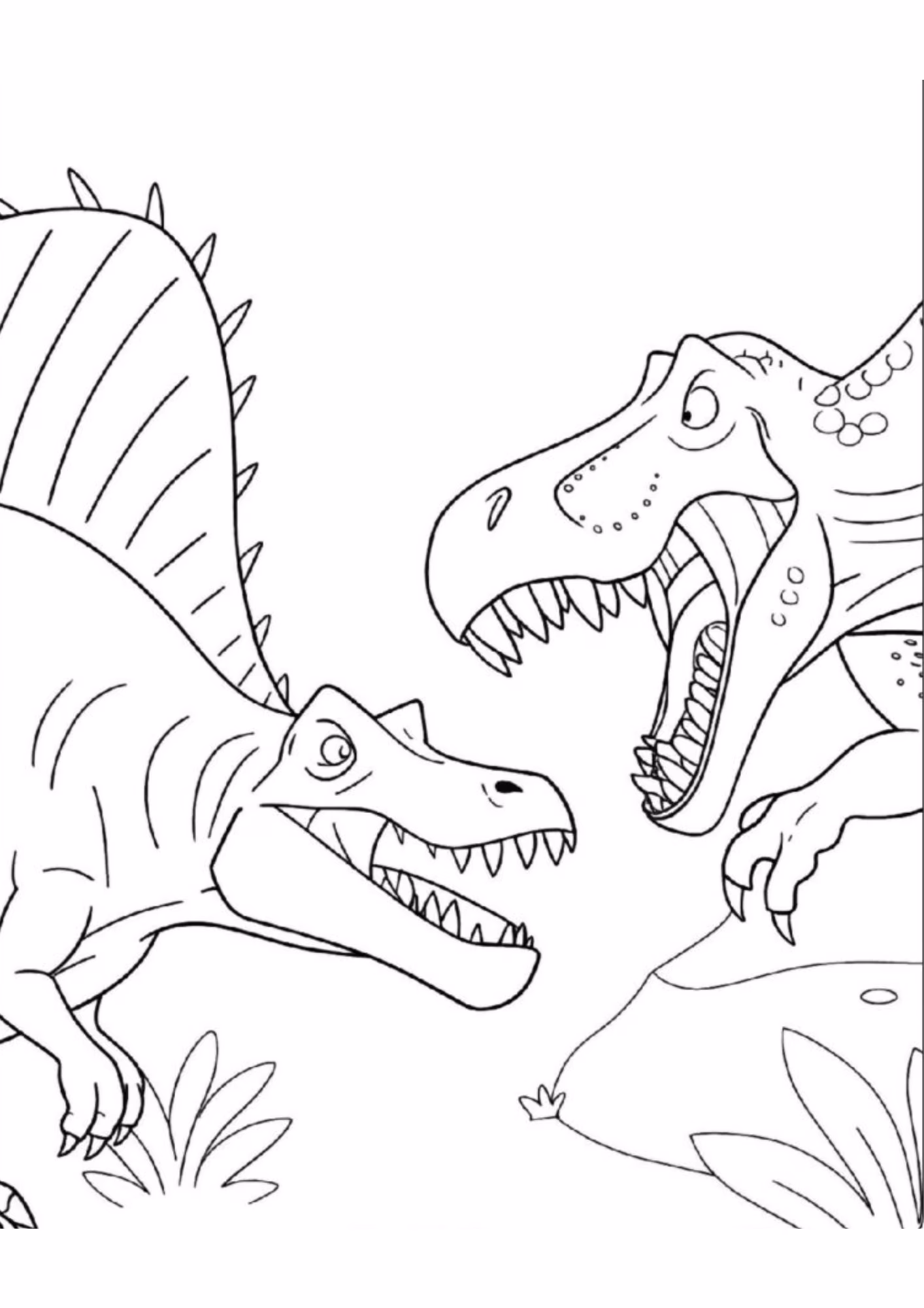 Dinossauro e para colorir — desenho para imprimir