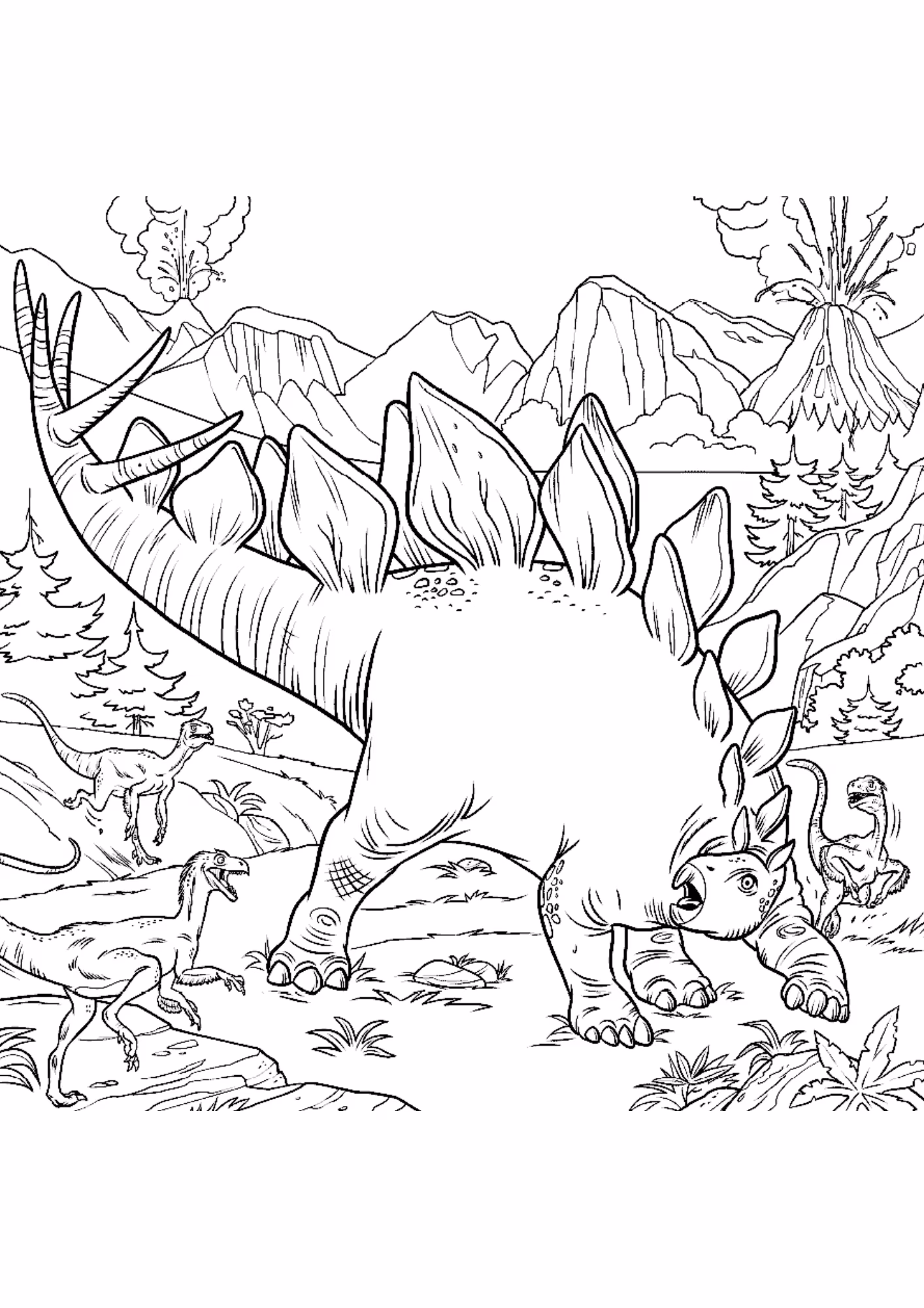 Dinossauro e para colorir — desenho para imprimir