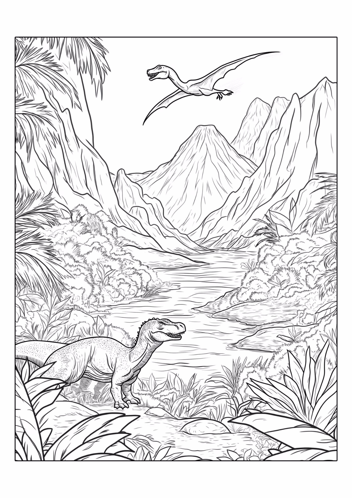 Dinossauro e para colorir — desenho para imprimir