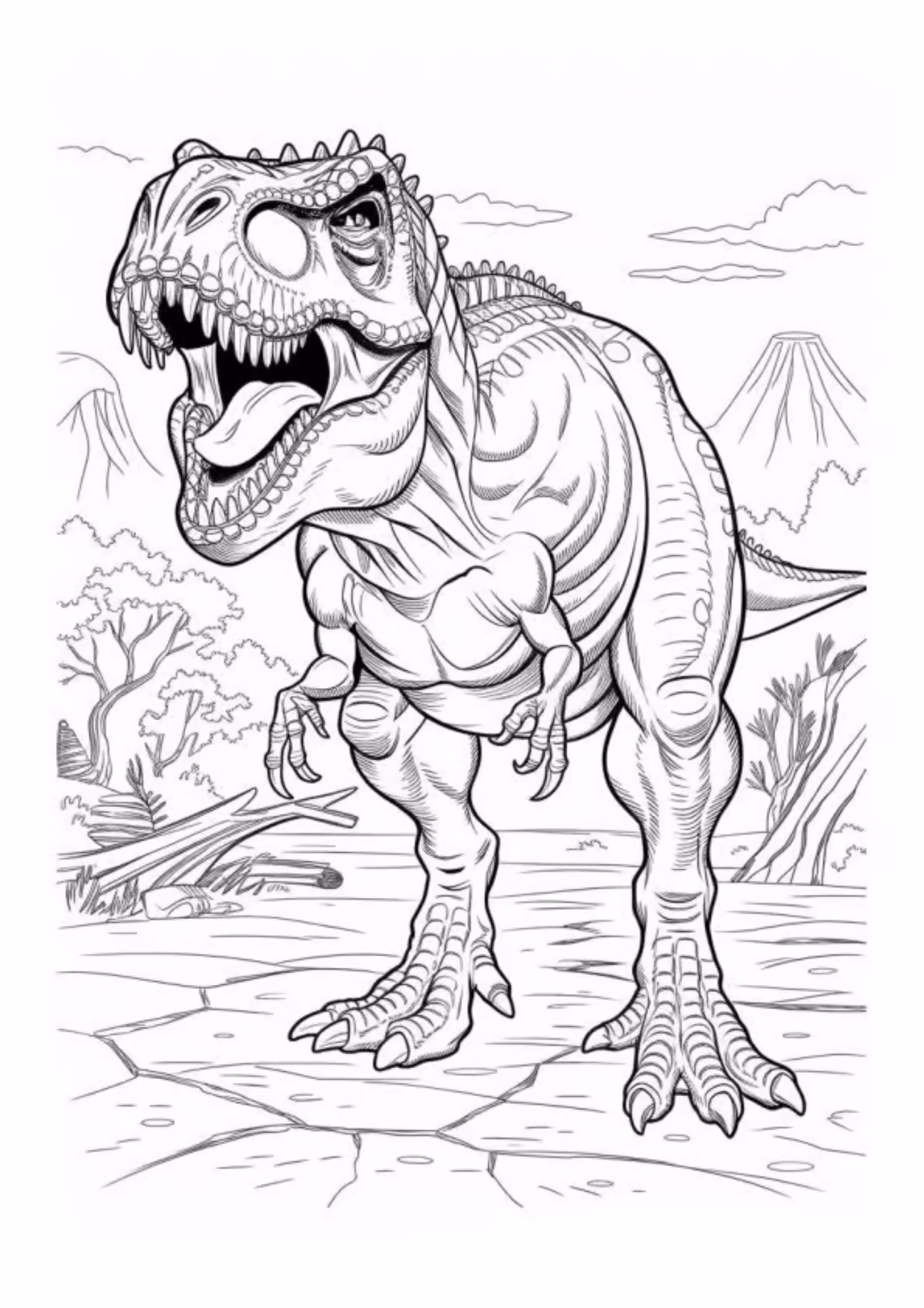 Dinossauro e para colorir — desenho para imprimir