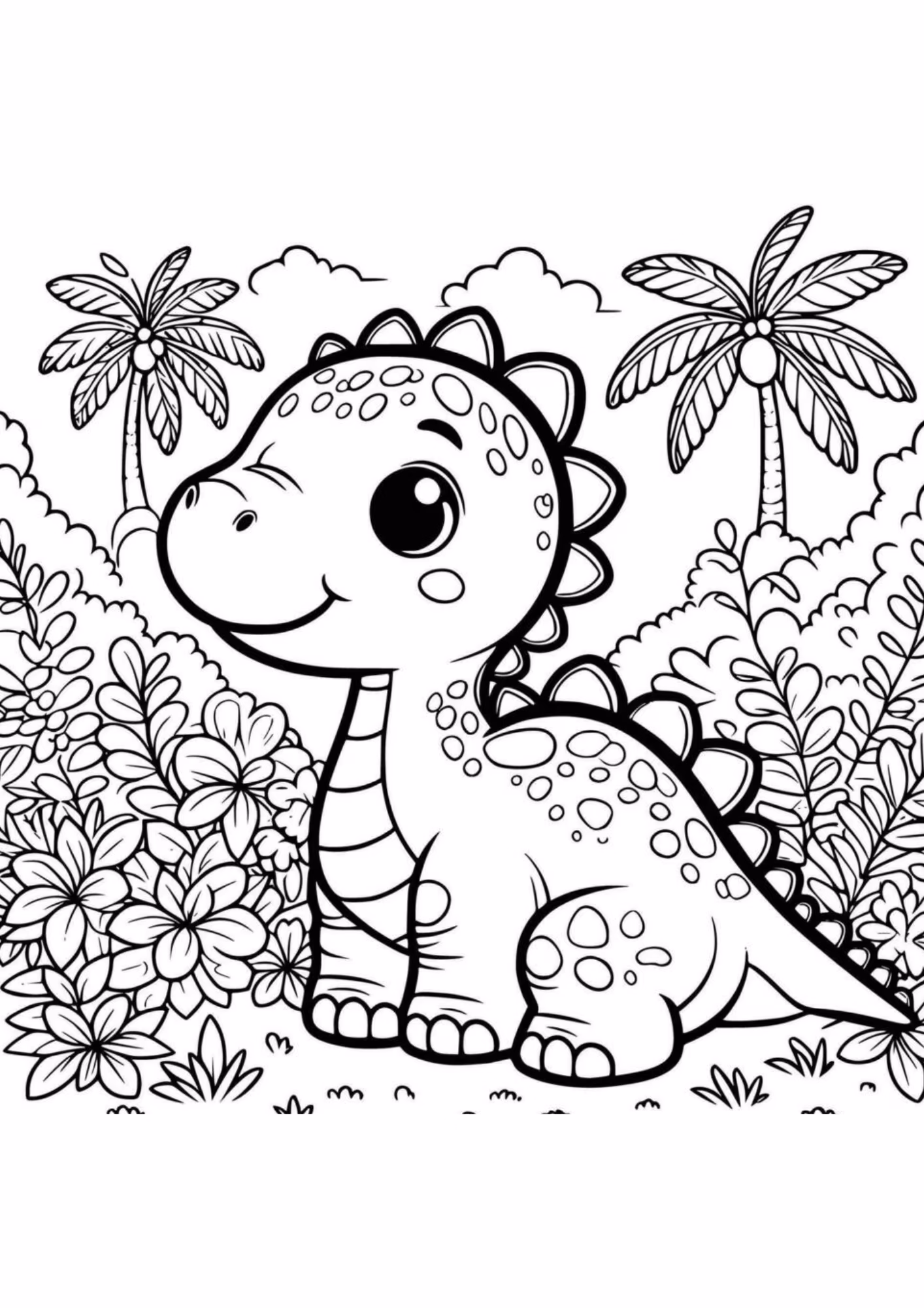 Dinossauro e para colorir — desenho para imprimir