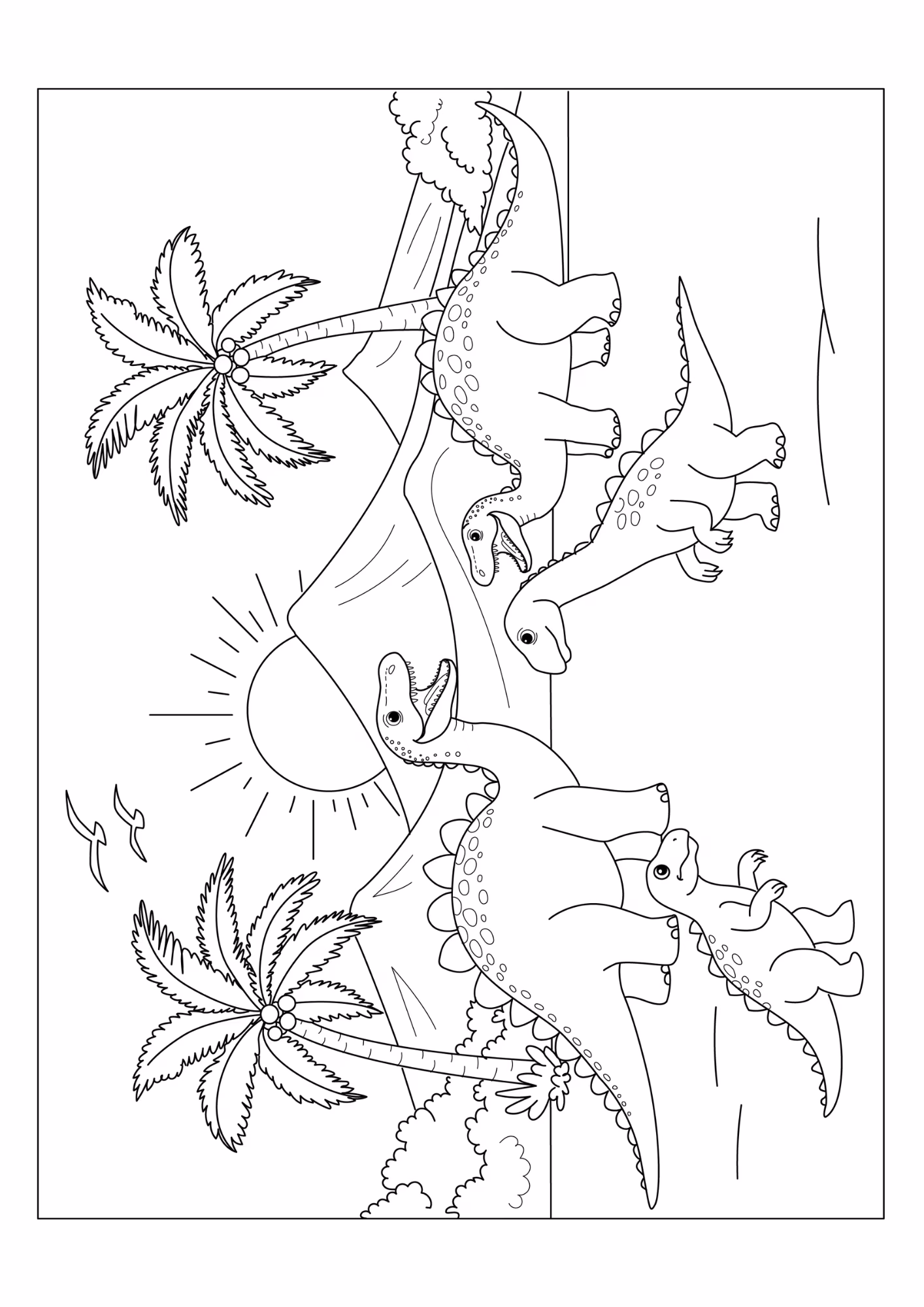 Dinossauro e para colorir — desenho para imprimir