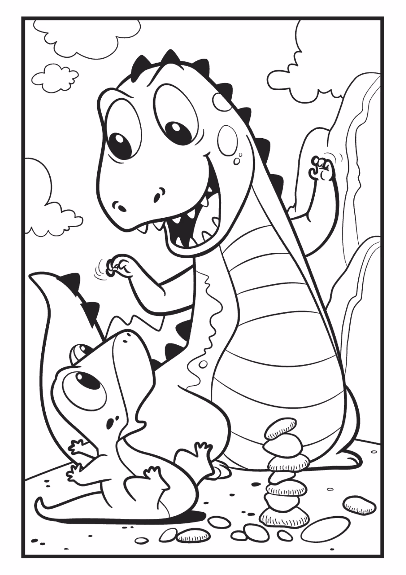 Dinossauro e para colorir — desenho para imprimir