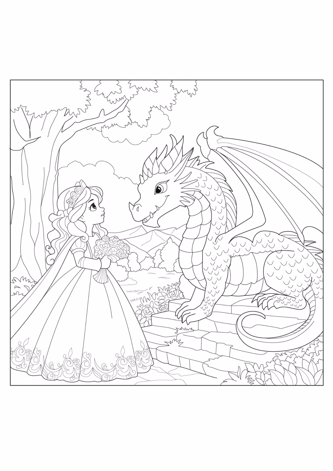 Dragao e para colorir — desenho para imprimir