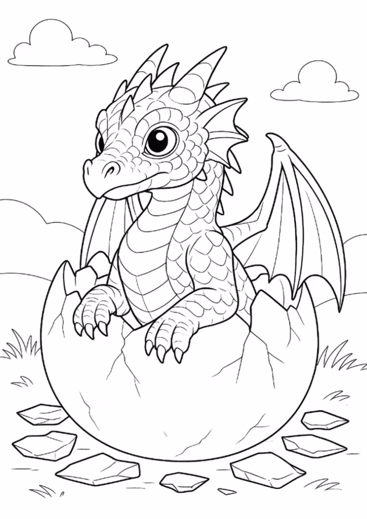 Dragao e para colorir — desenho para imprimir