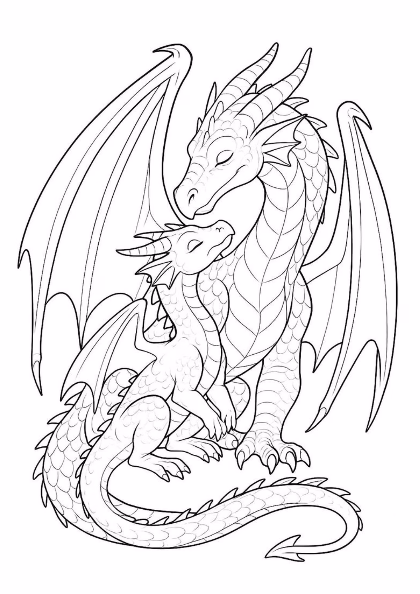 Dragao e para colorir — desenho para imprimir