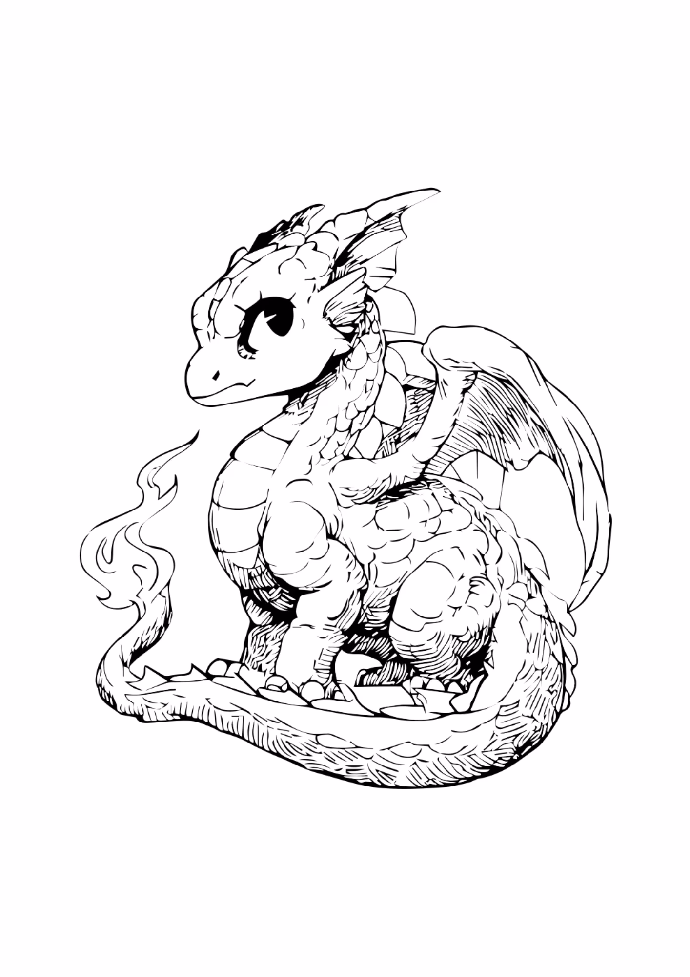 Dragao e para colorir — desenho para imprimir