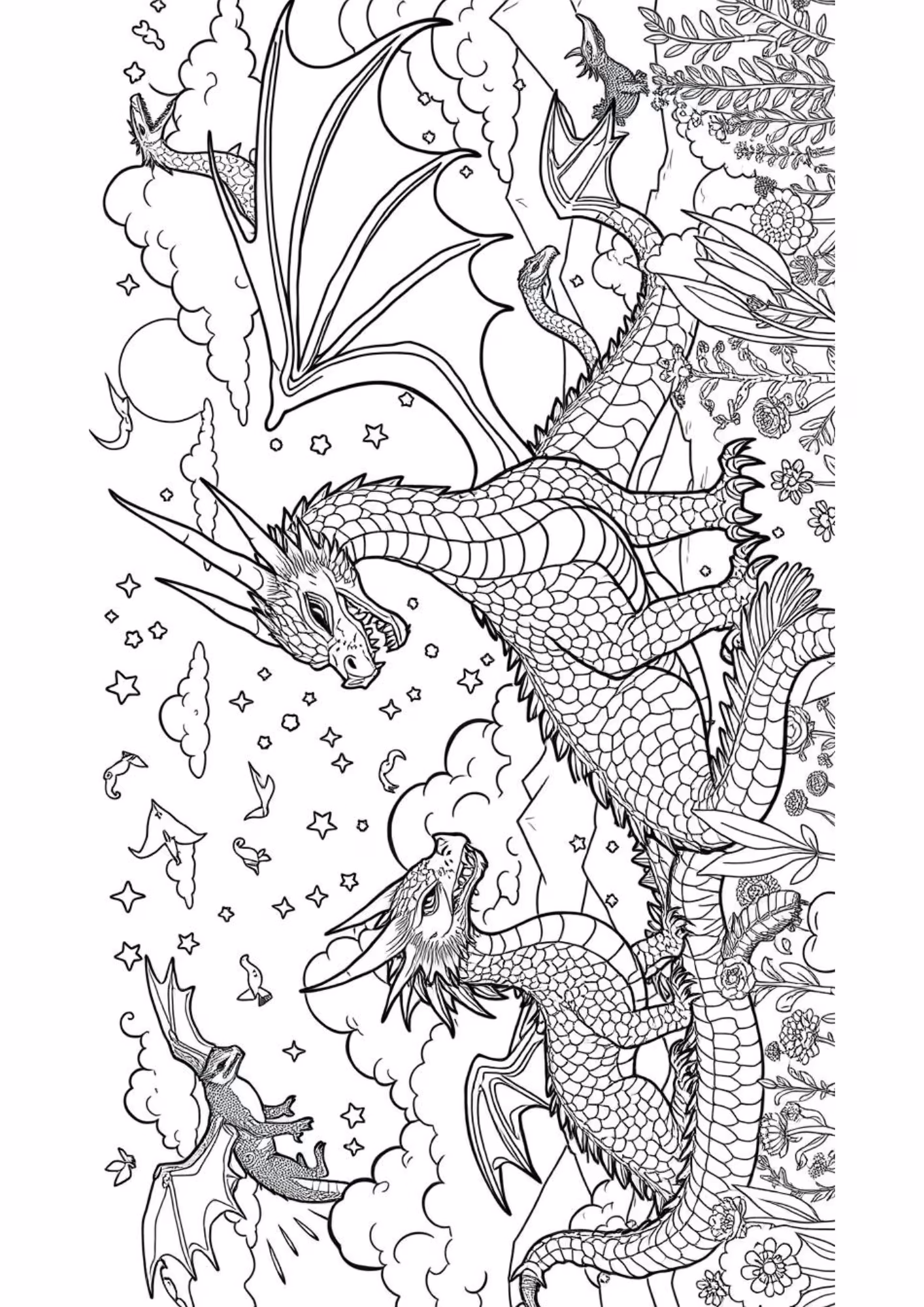 Dragao e para colorir — desenho para imprimir