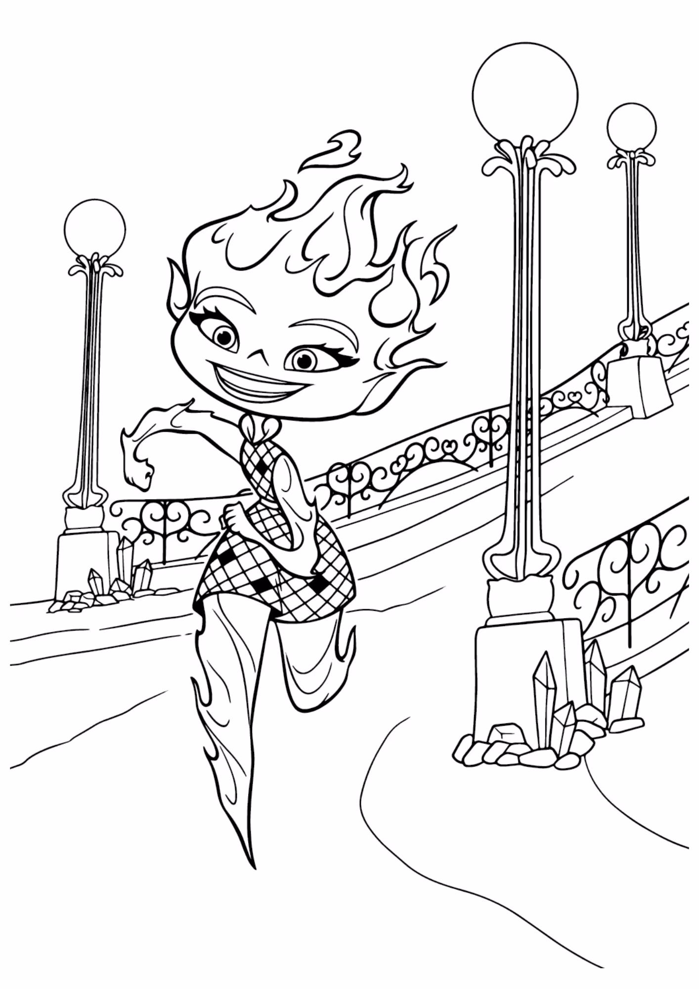 Elementos e para colorir — desenho para imprimir