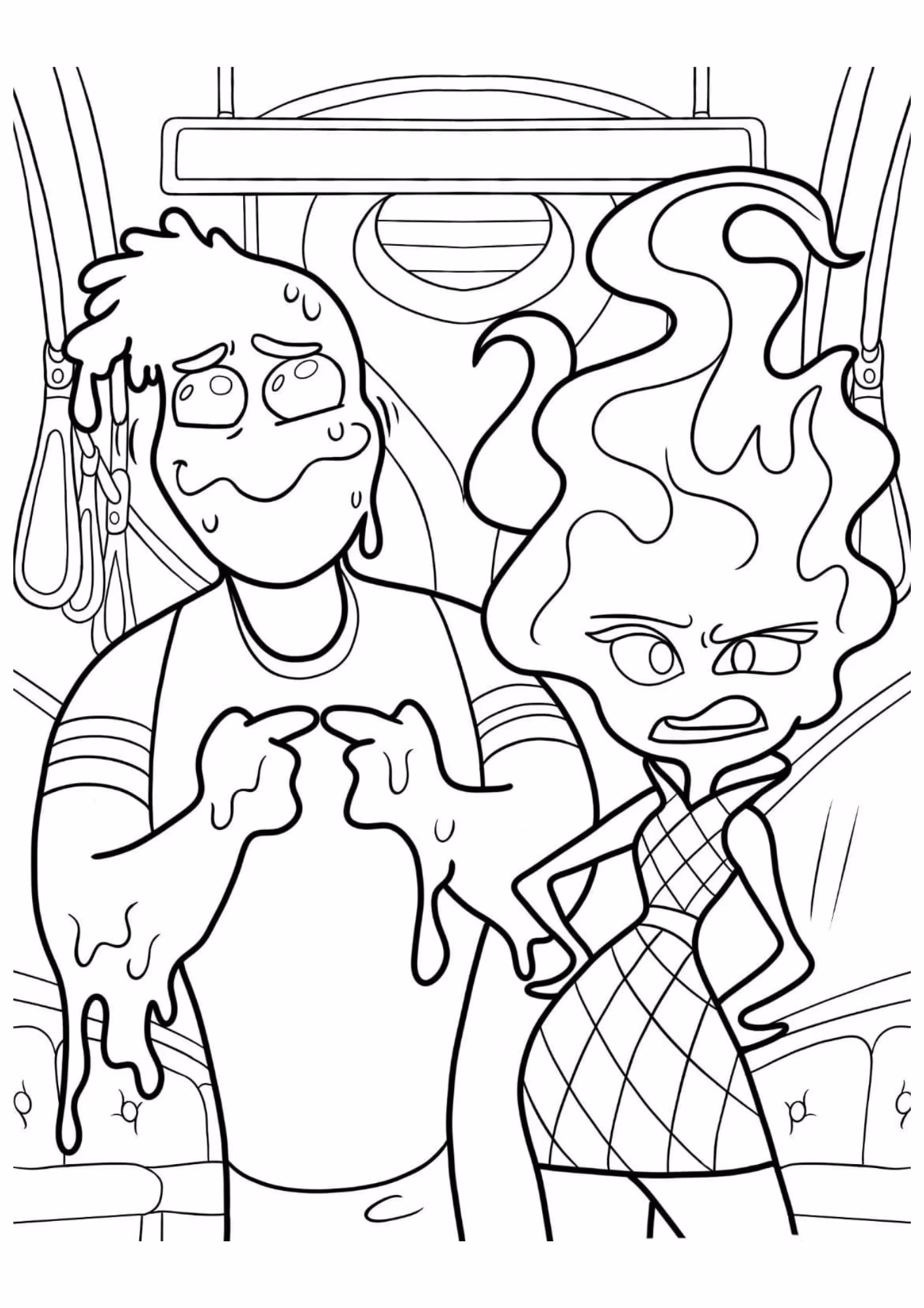 Elementos e para colorir — desenho para imprimir