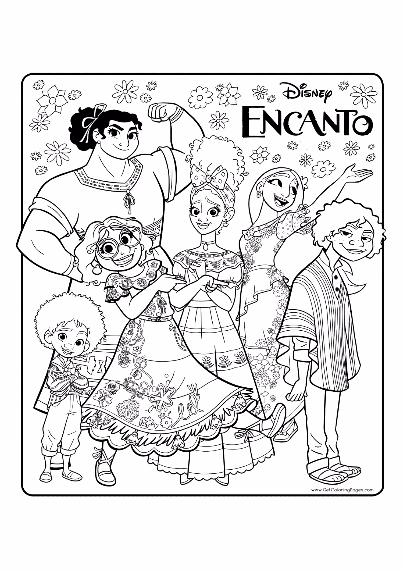 Encanto e para colorir — desenho para imprimir