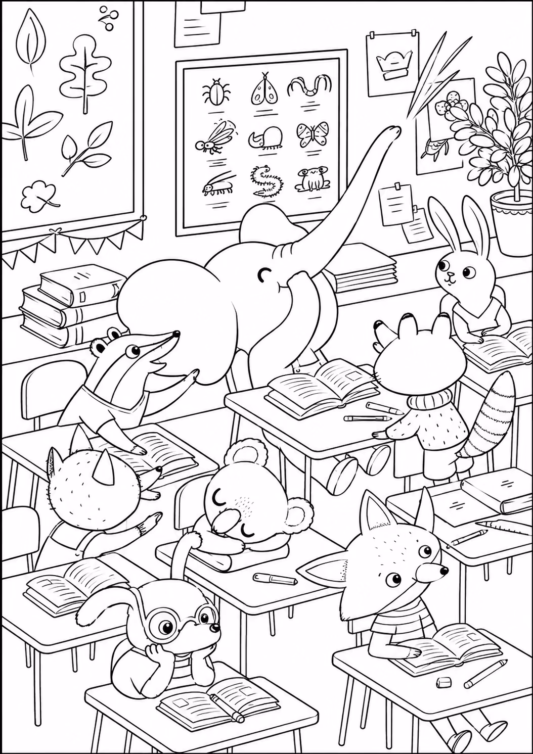 Escola para colorir — desenho para imprimir
