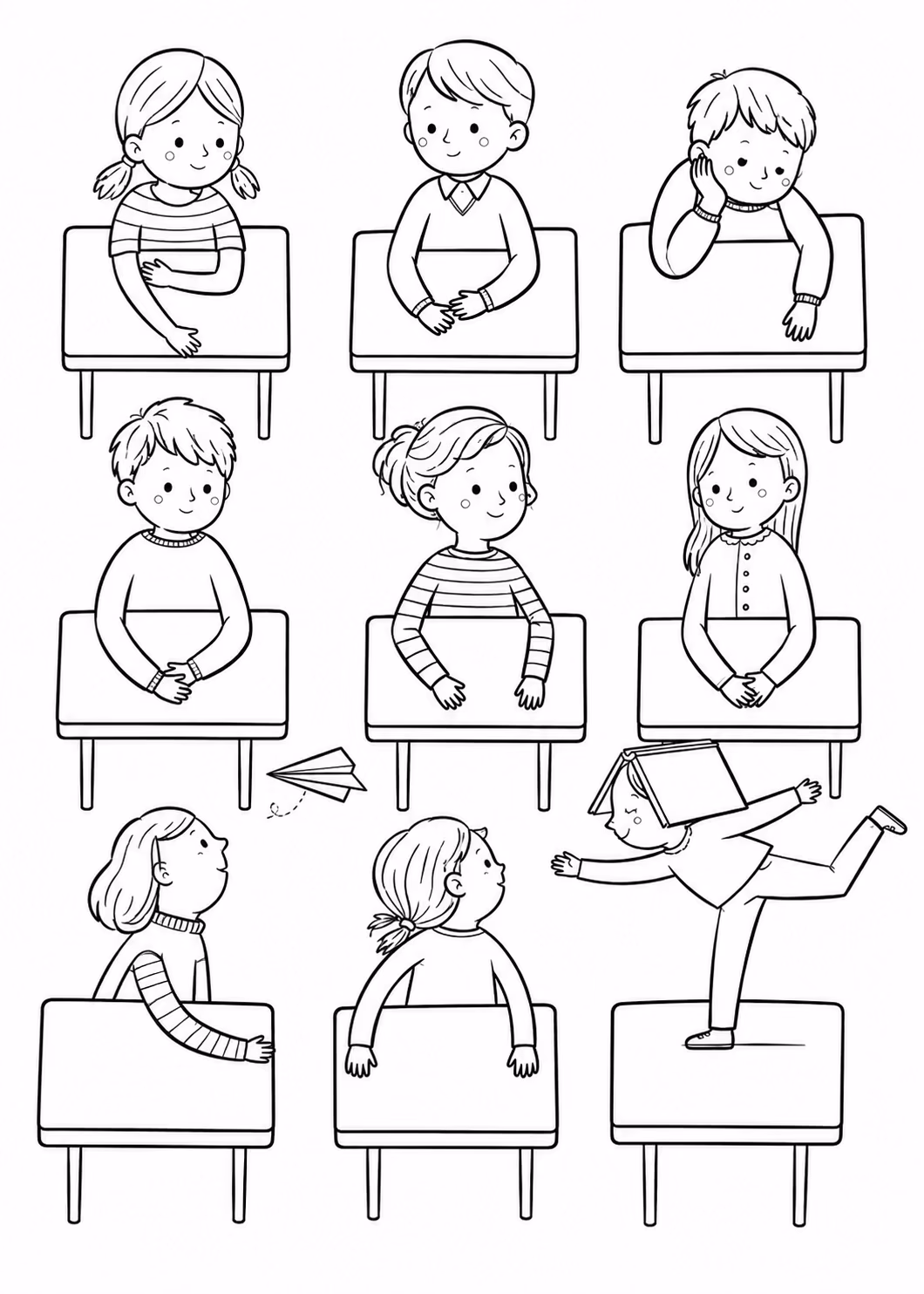 Escola para colorir — desenho para imprimir