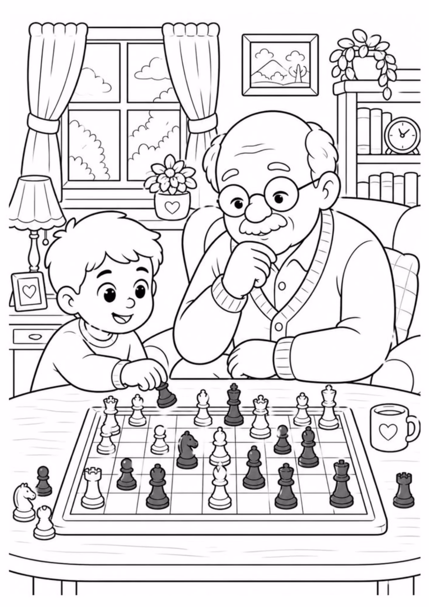 Avos e para colorir — desenho para imprimir