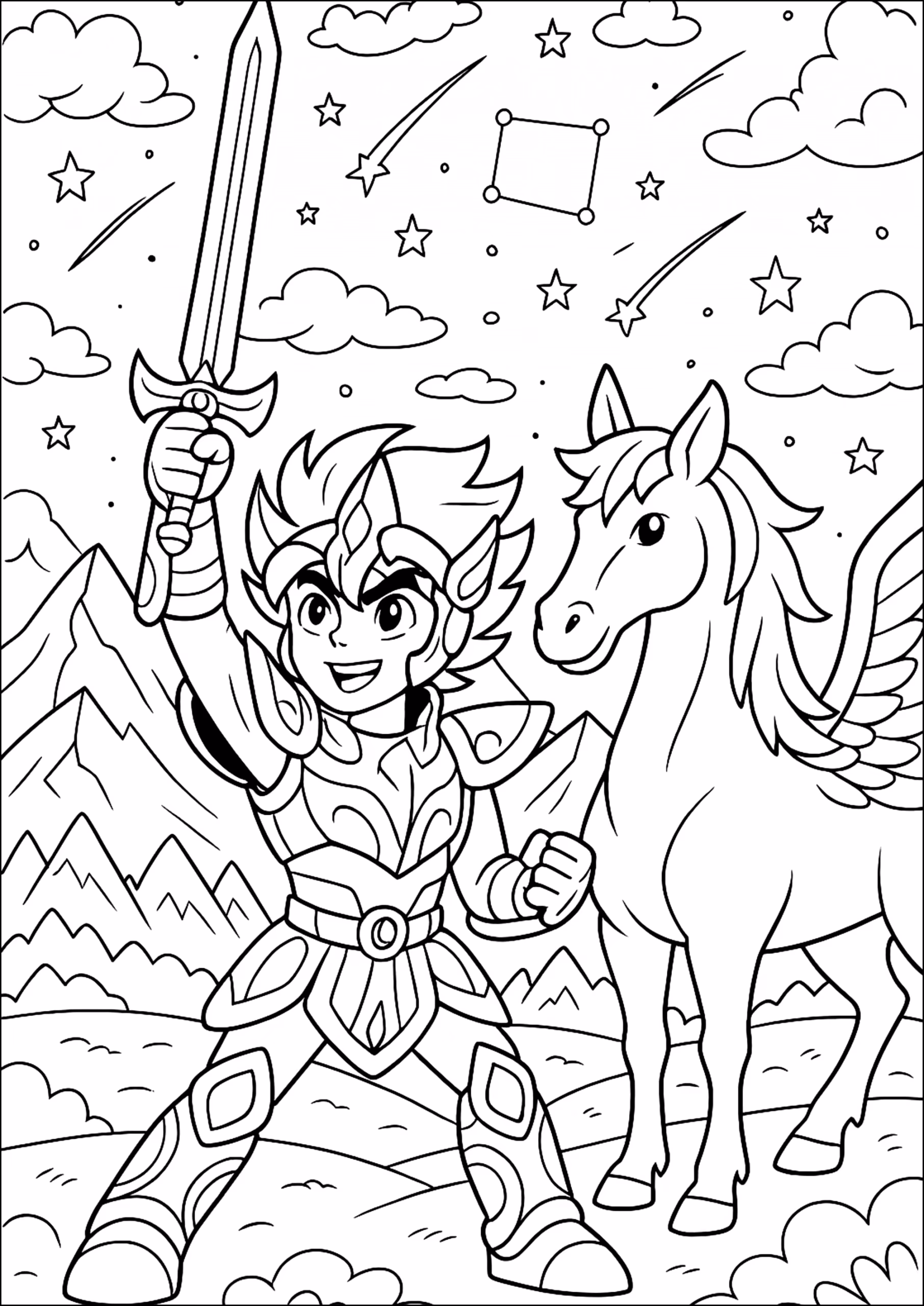 Cavaleiros do zodiaco para colorir — desenho para imprimir