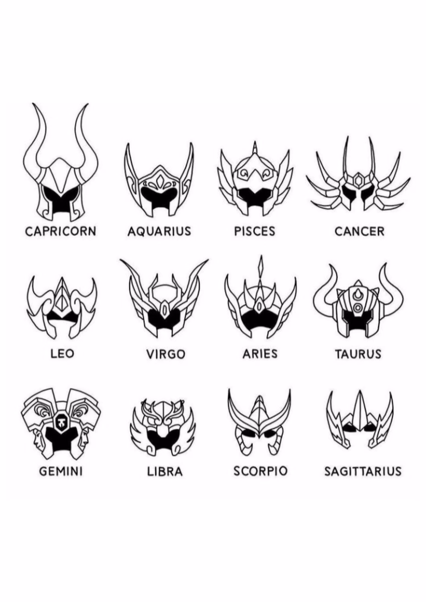 Cavaleiros do zodiaco e para colorir — desenho para imprimir