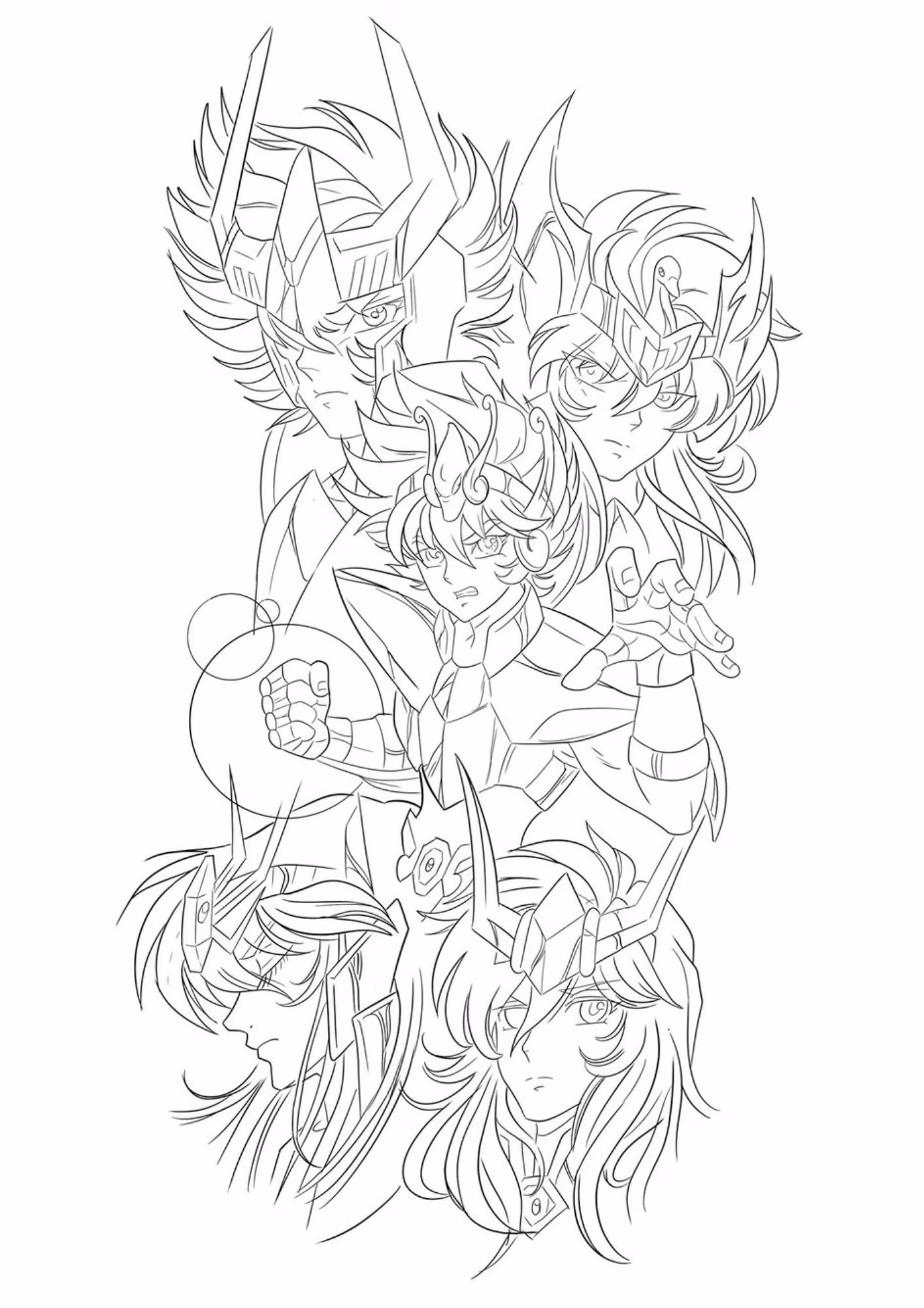 Cavaleiros do zodiaco e para colorir — desenho para imprimir