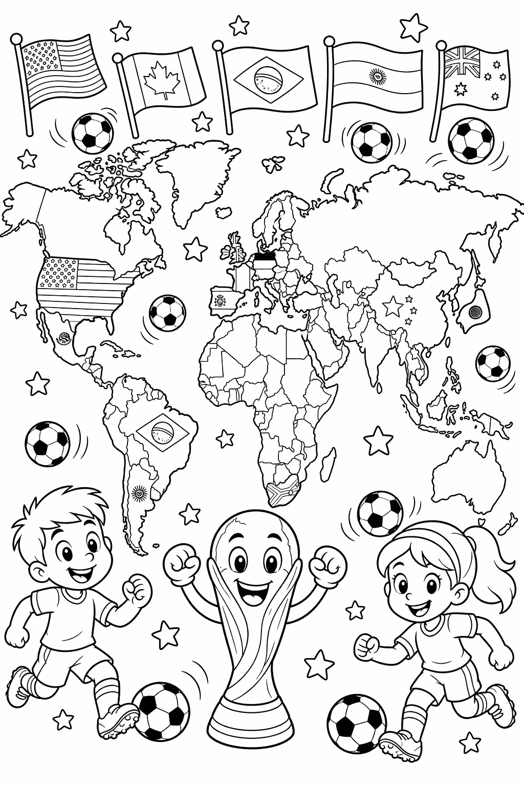 Copa do mundo para colorir — desenho para imprimir