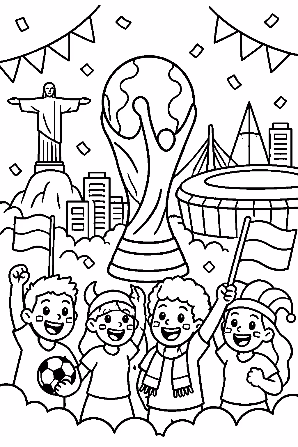 Copa do mundo para colorir — desenho para imprimir