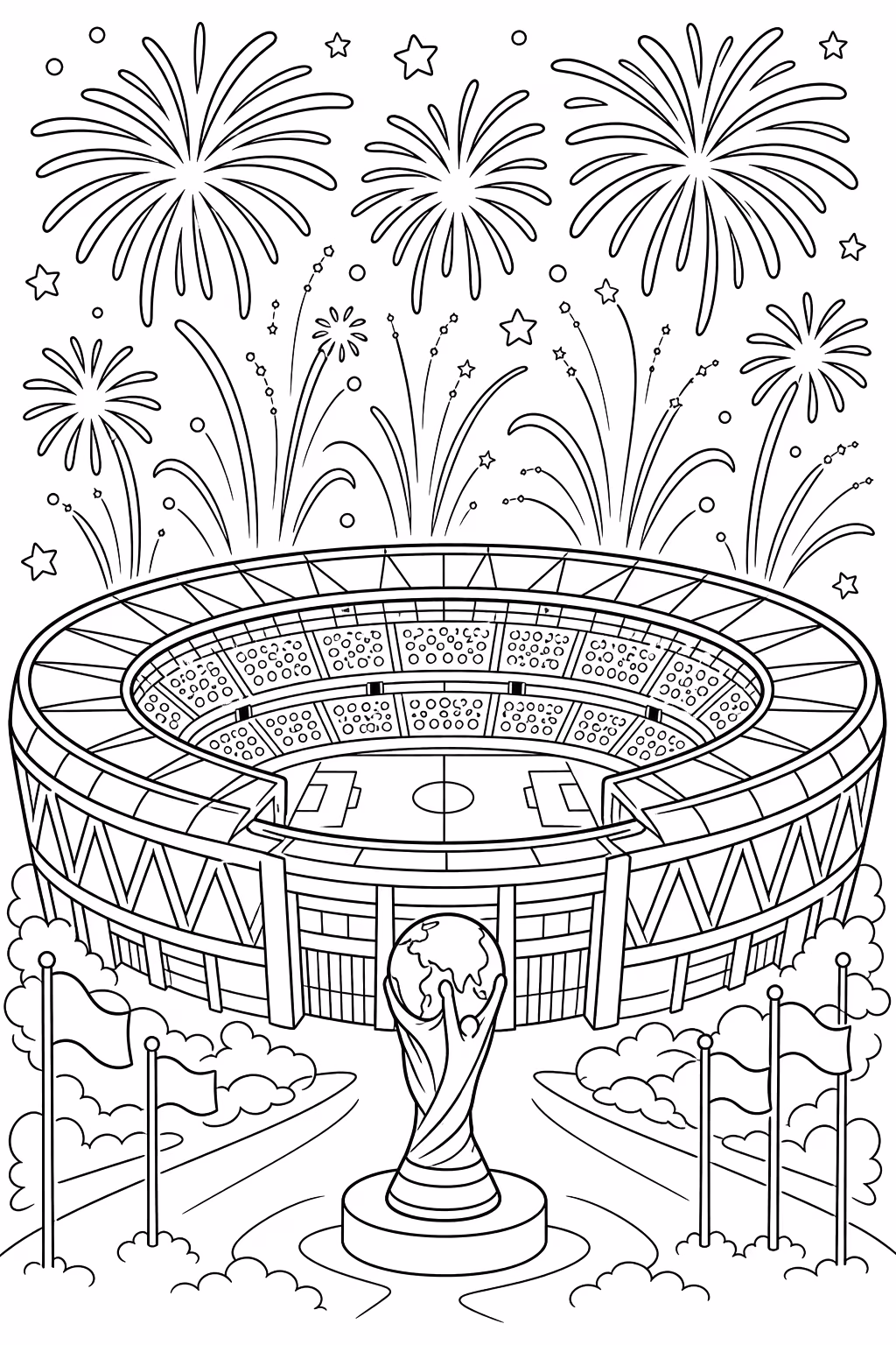Copa do mundo para colorir — desenho para imprimir