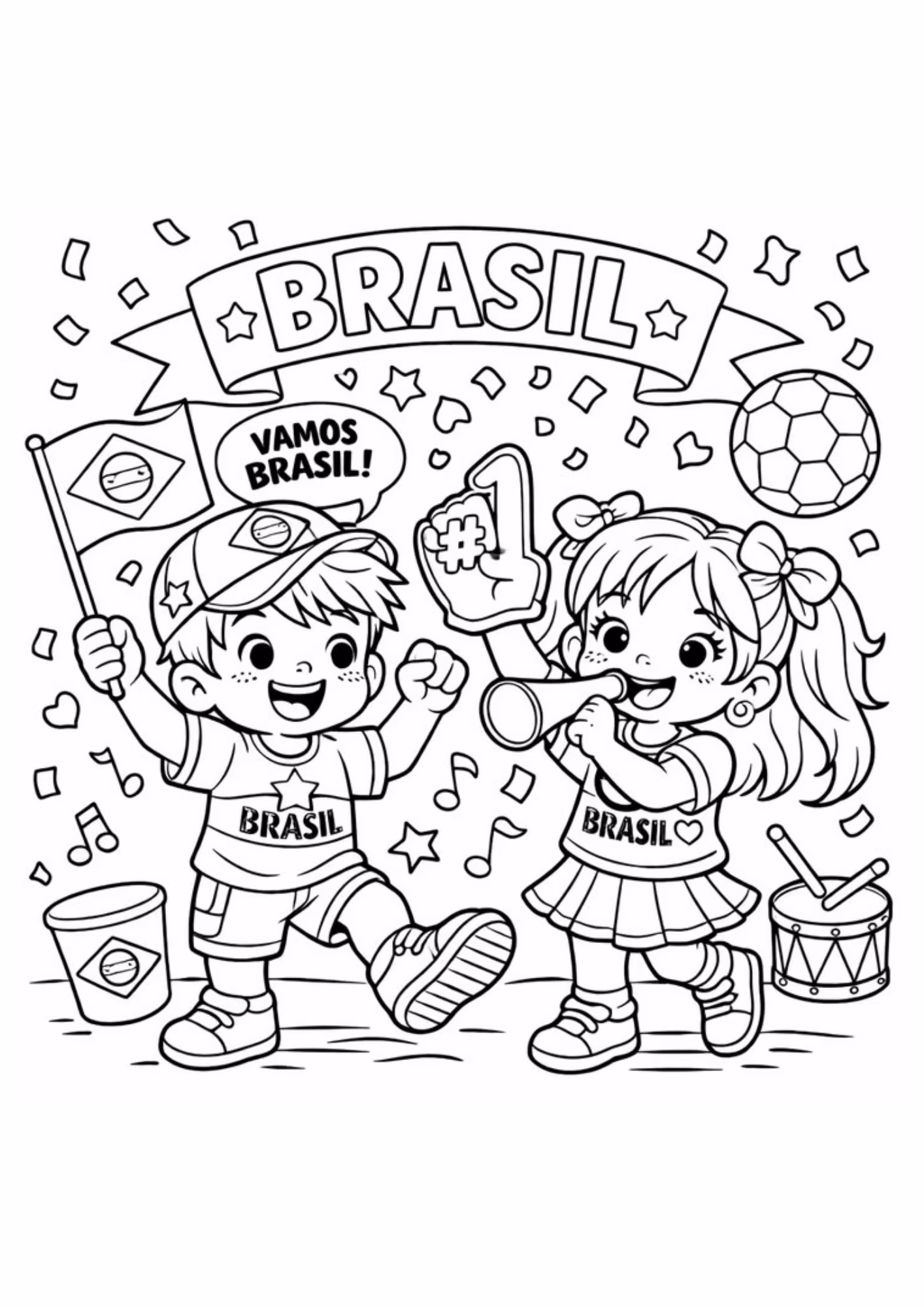 Copa do mundo e para colorir — desenho para imprimir