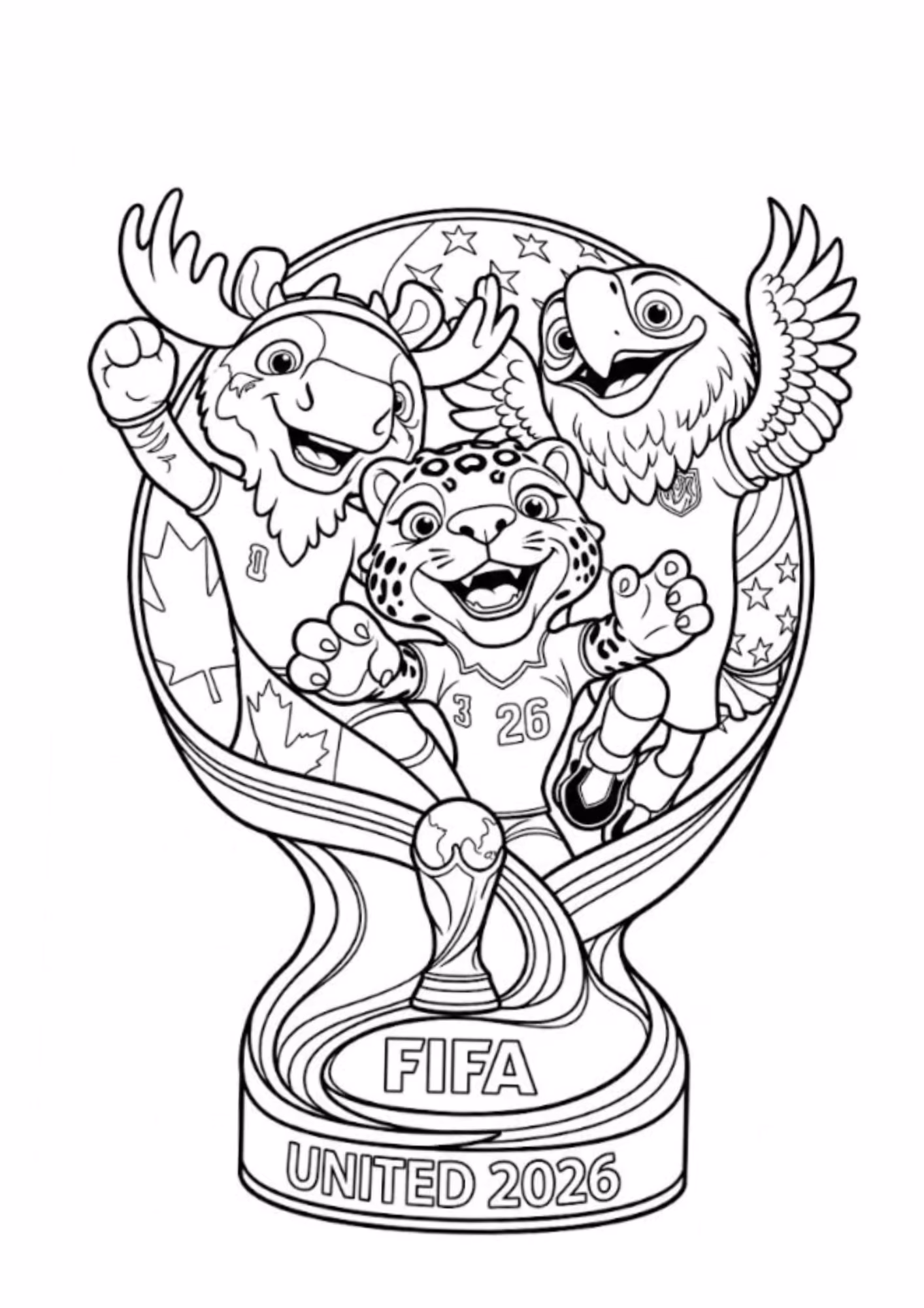 Copa do mundo e para colorir — desenho para imprimir
