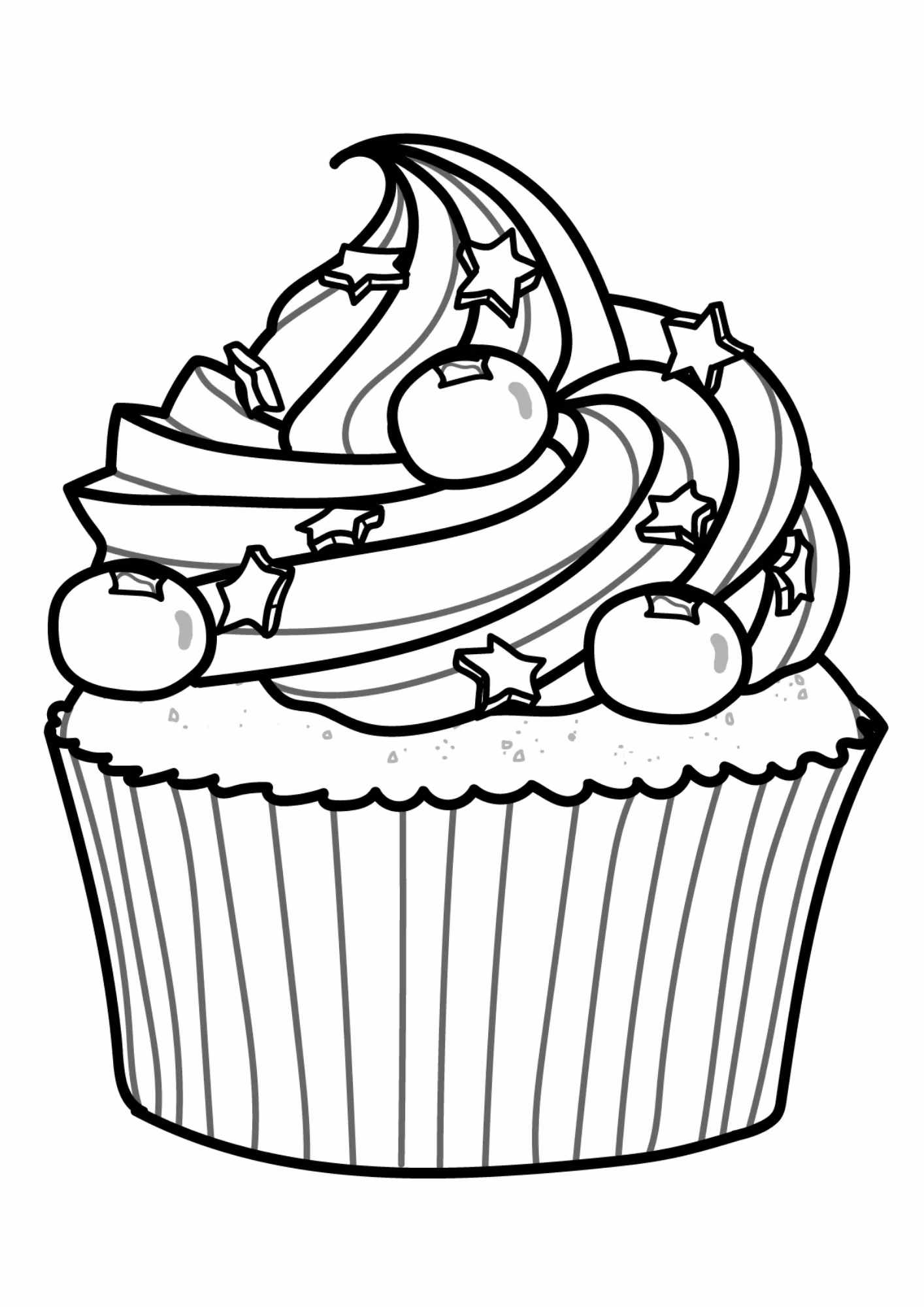 Cupcake e para colorir — desenho para imprimir