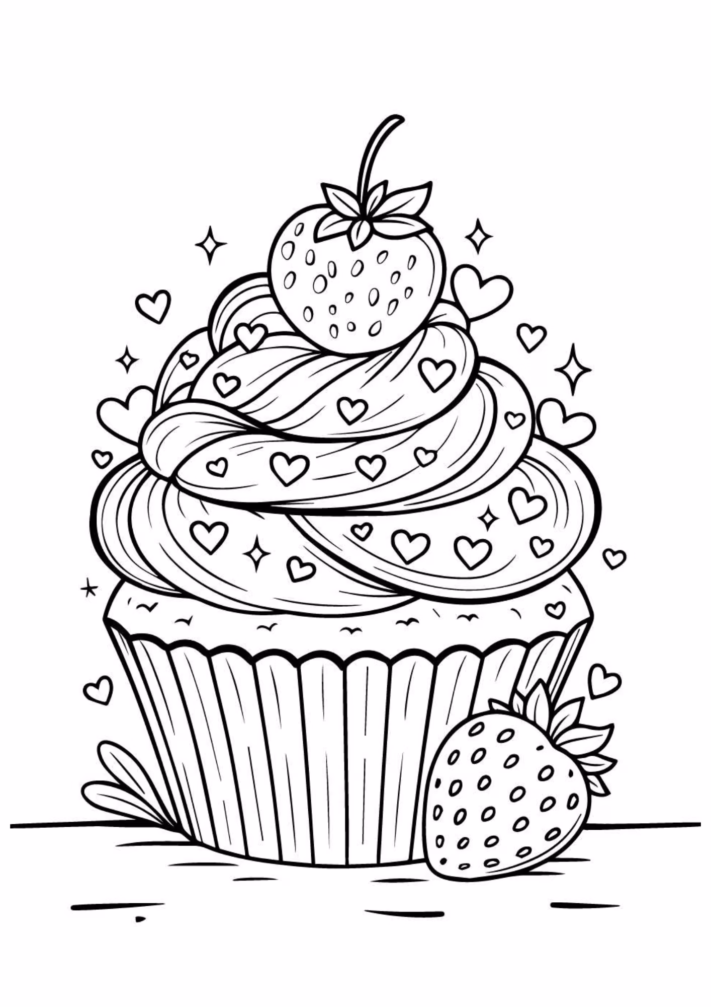 Cupcake e para colorir — desenho para imprimir