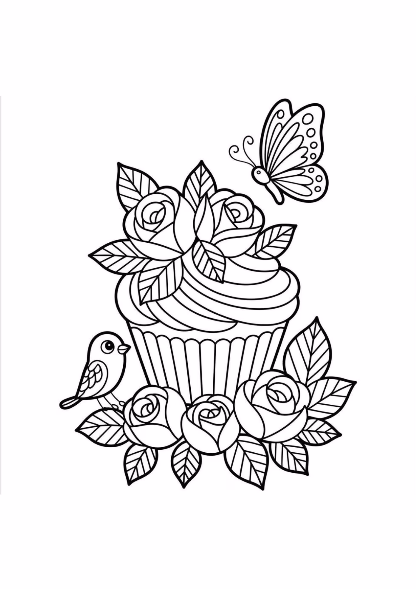 Cupcake e para colorir — desenho para imprimir