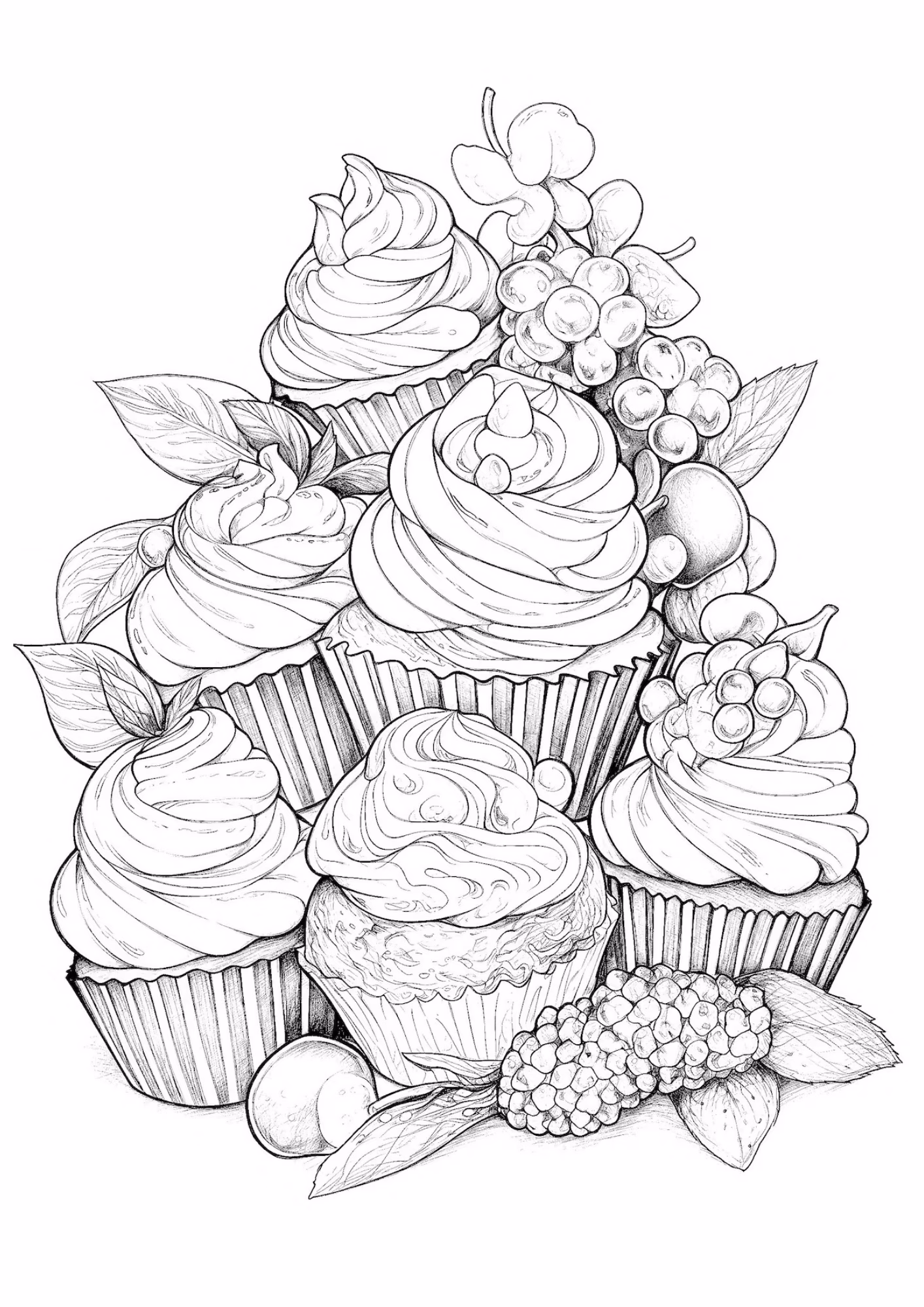 Cupcake e para colorir — desenho para imprimir