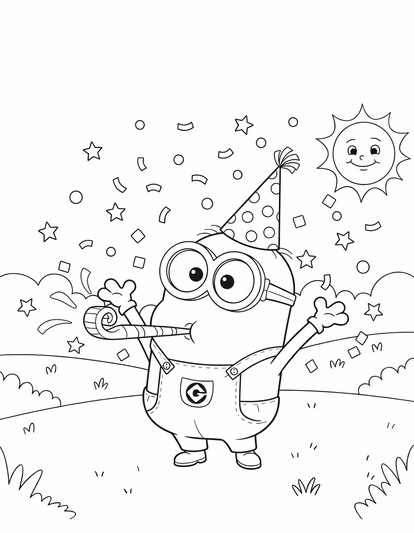 Dos minions para colorir — desenho para imprimir
