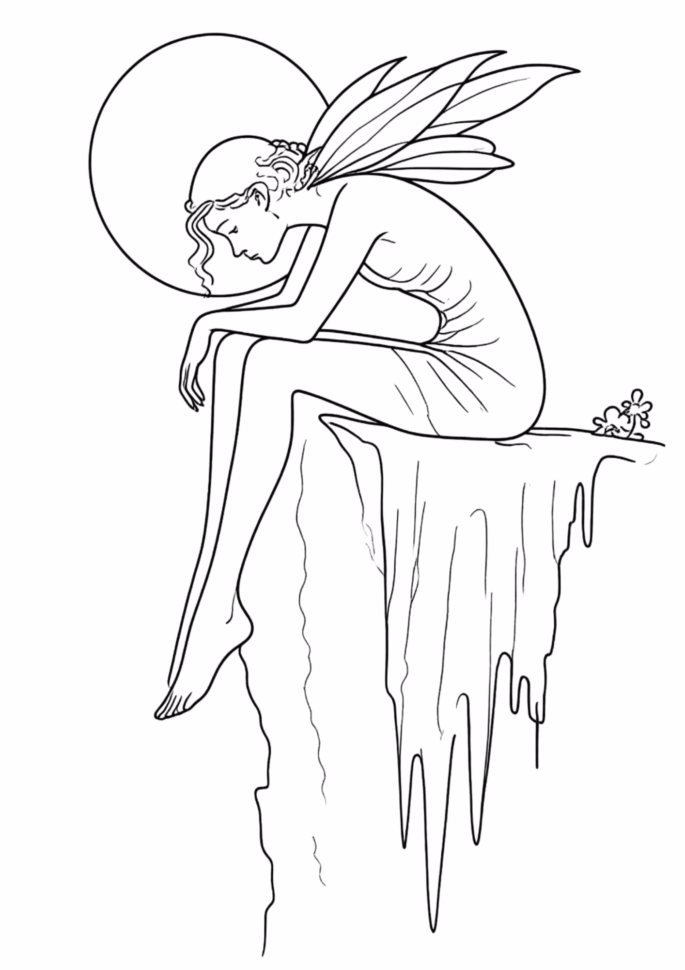 Fadas e para colorir — desenho para imprimir