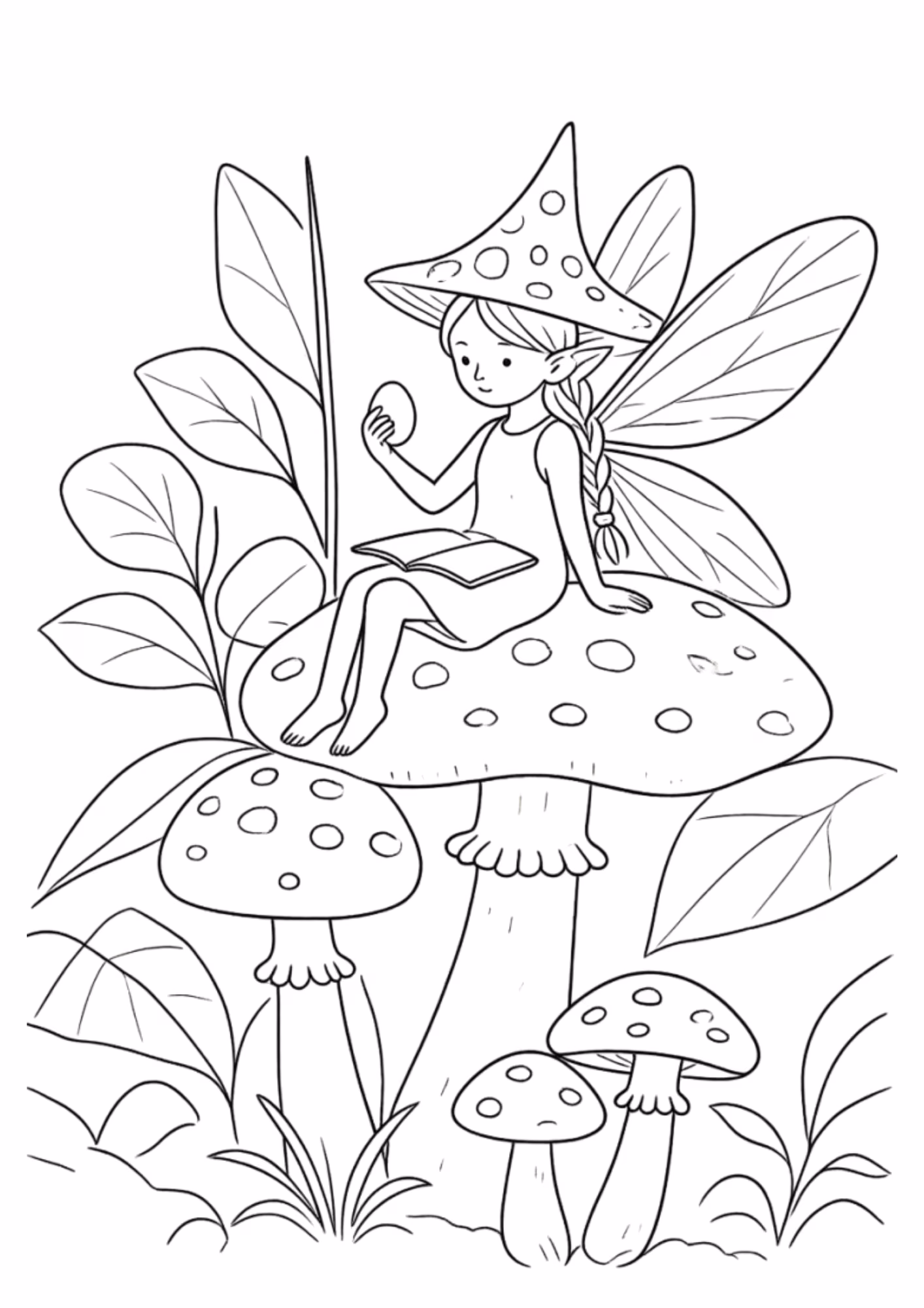 Fadas e para colorir — desenho para imprimir