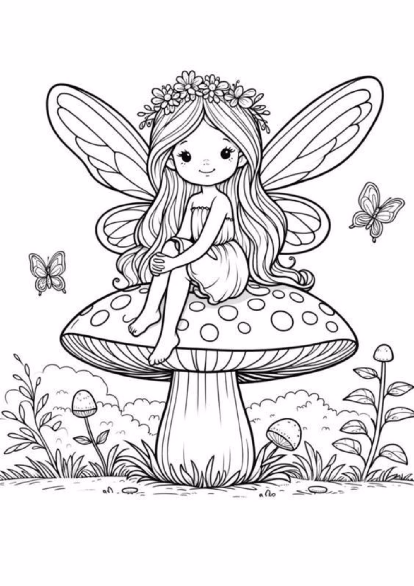 Fadas e para colorir — desenho para imprimir