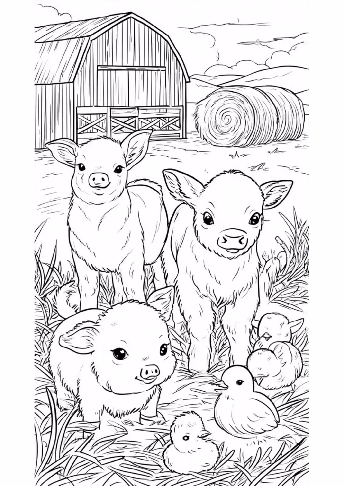 Fazenda e para colorir — desenho para imprimir