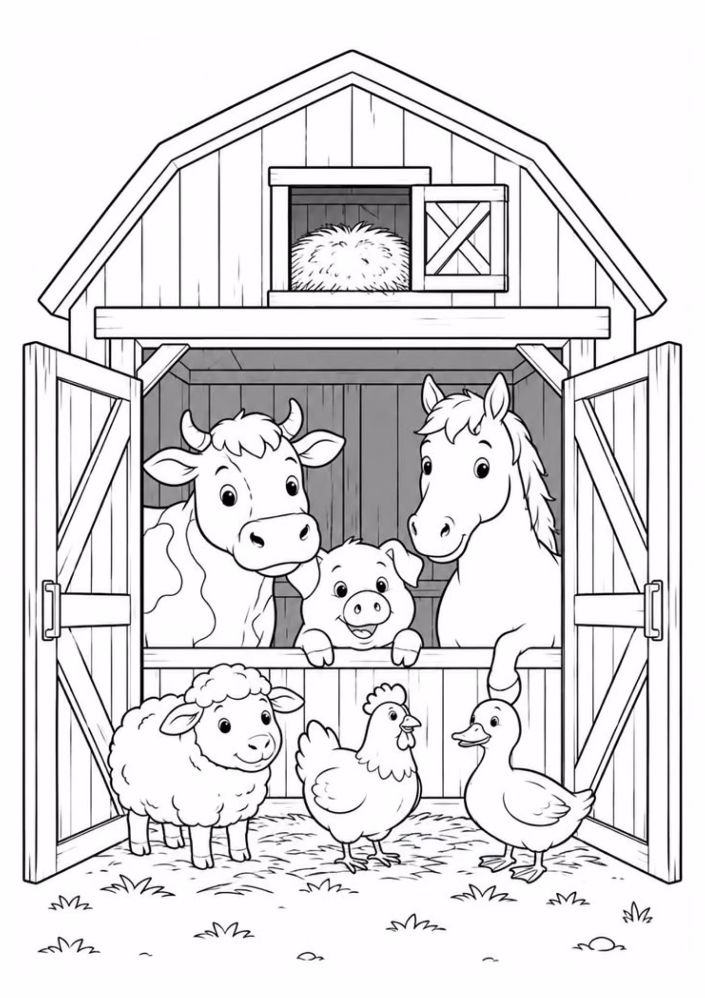 Fazenda e para colorir — desenho para imprimir