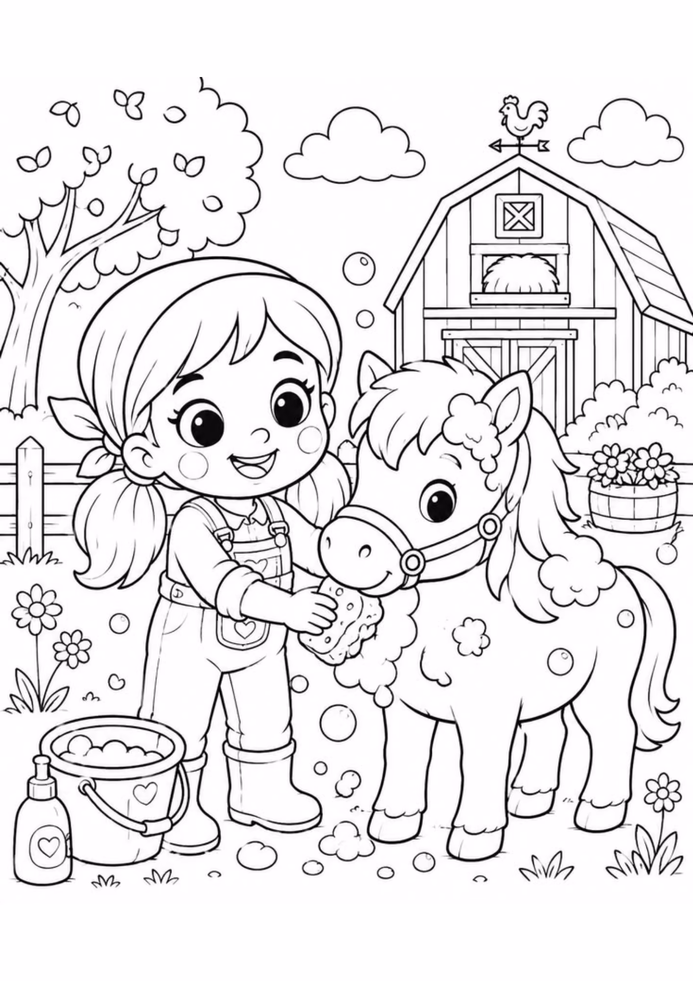 Fazenda e para colorir — desenho para imprimir