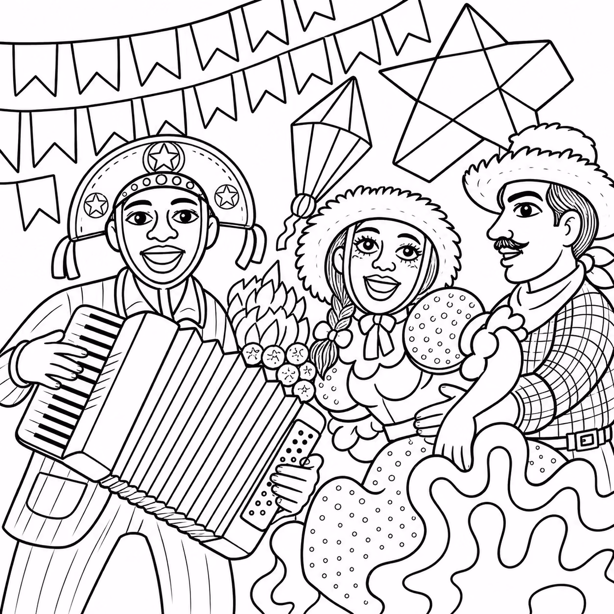 Festa para colorir — desenho para imprimir