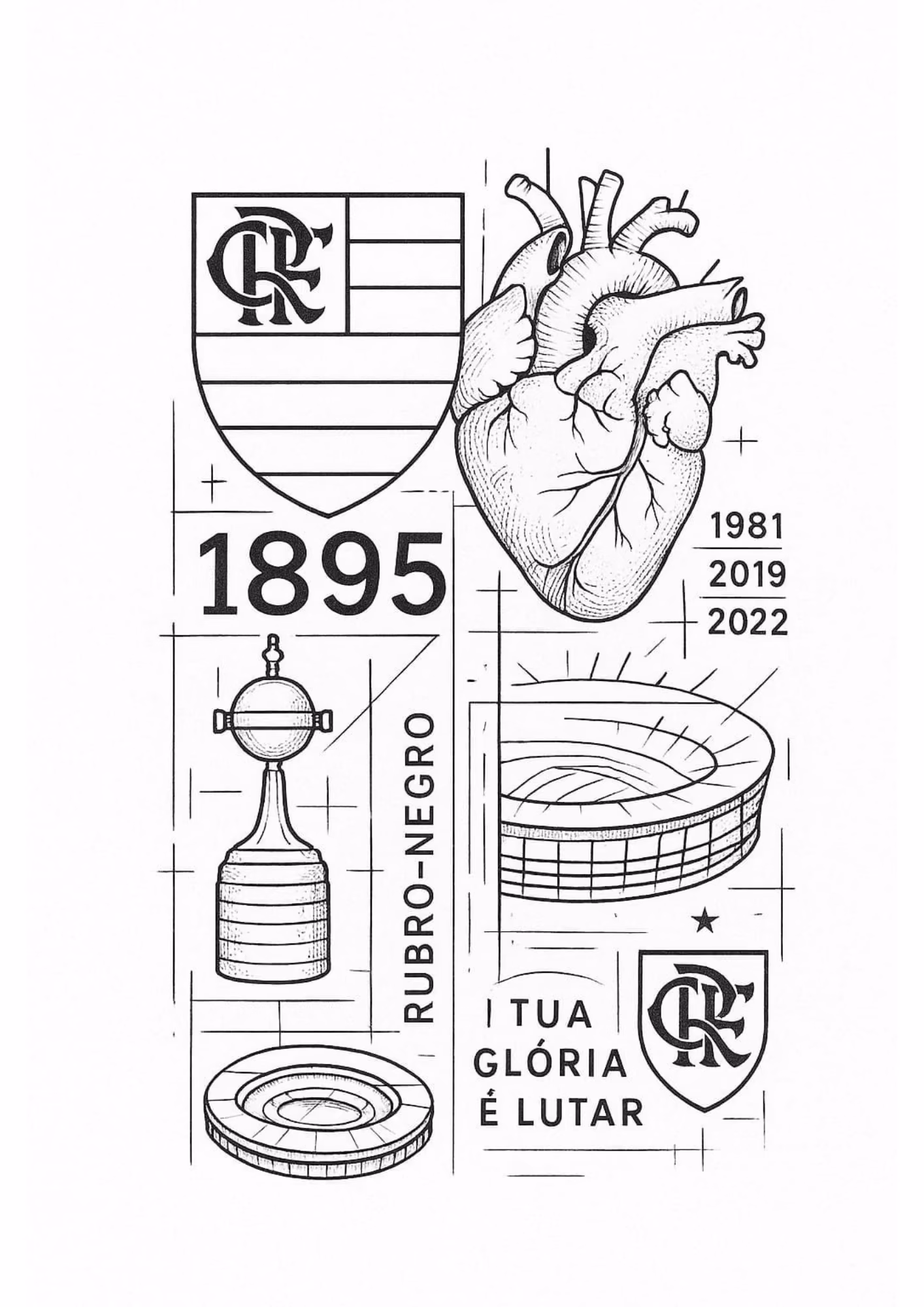 Flamengo e para colorir — desenho para imprimir